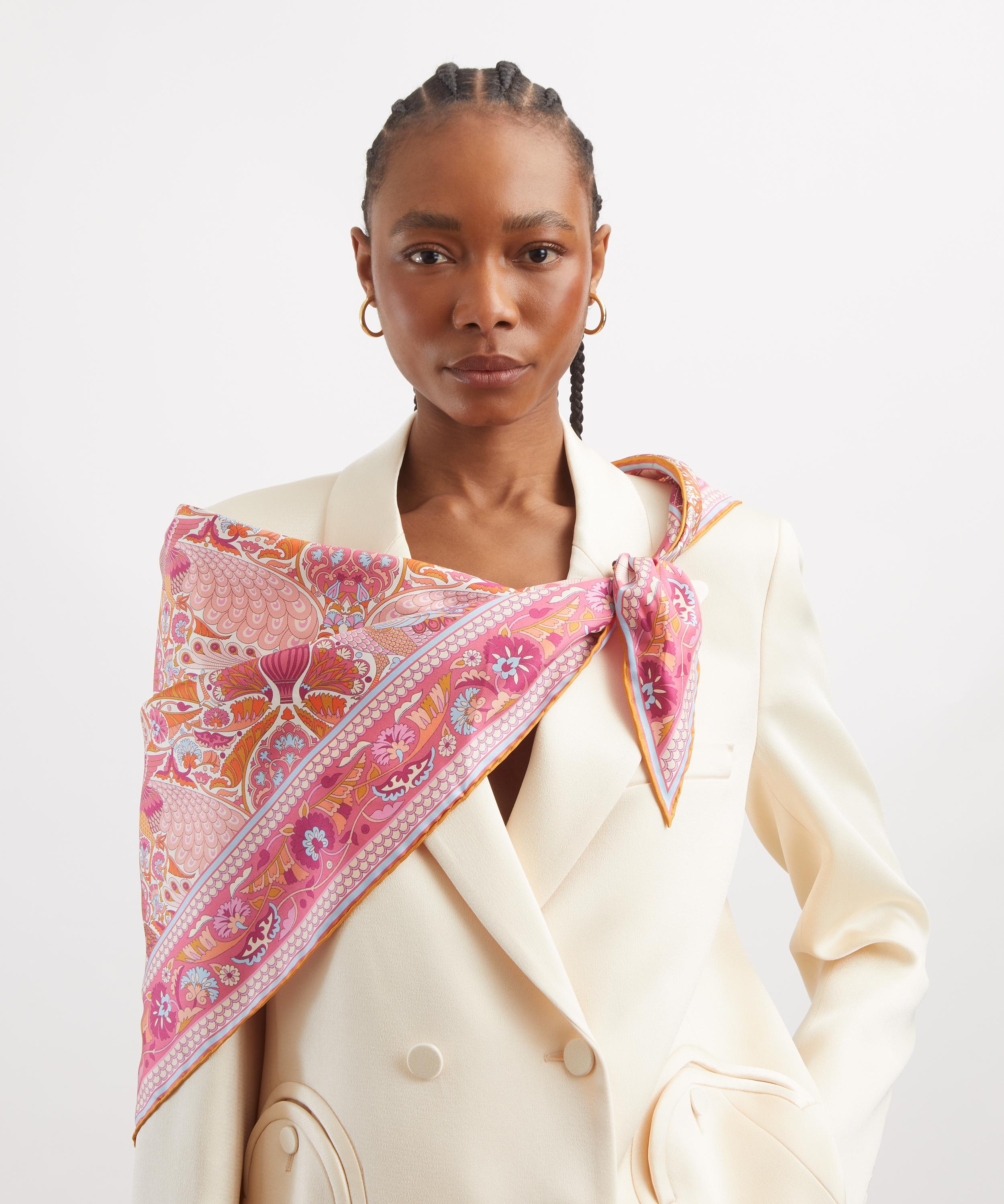 Liberty - Peacock Promenade Triangle 100x140 Silk Scarf image number 1