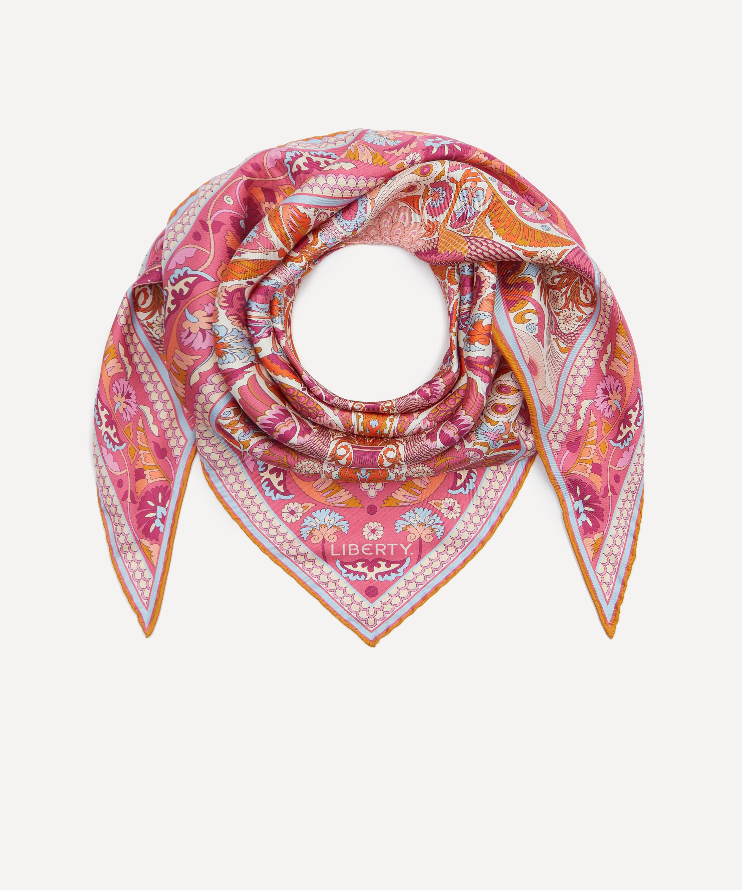Liberty - Peacock Promenade Triangle 100x140 Silk Scarf image number 1