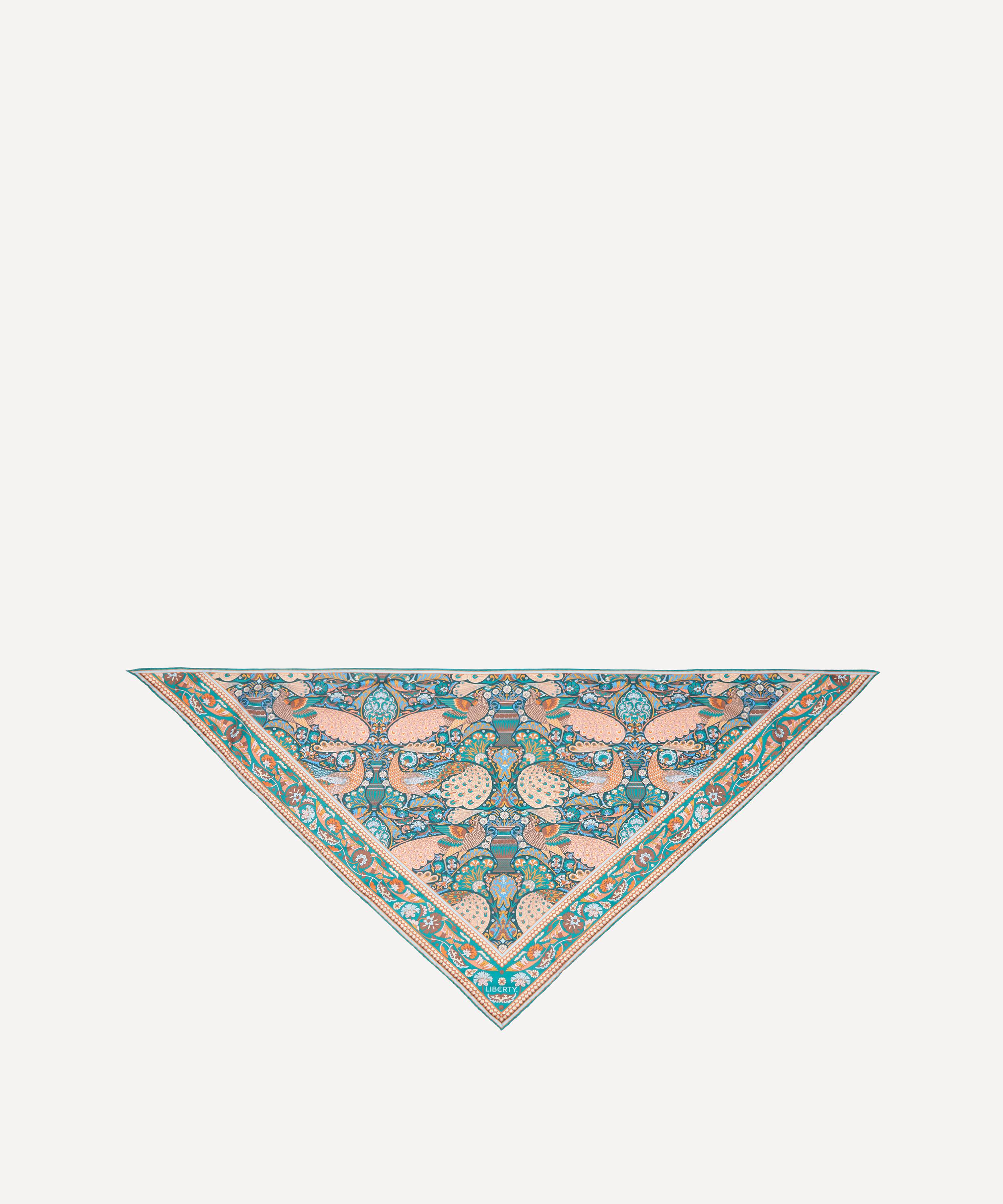 Liberty - Peacock Promenade Triangle 100x140 Silk Scarf
