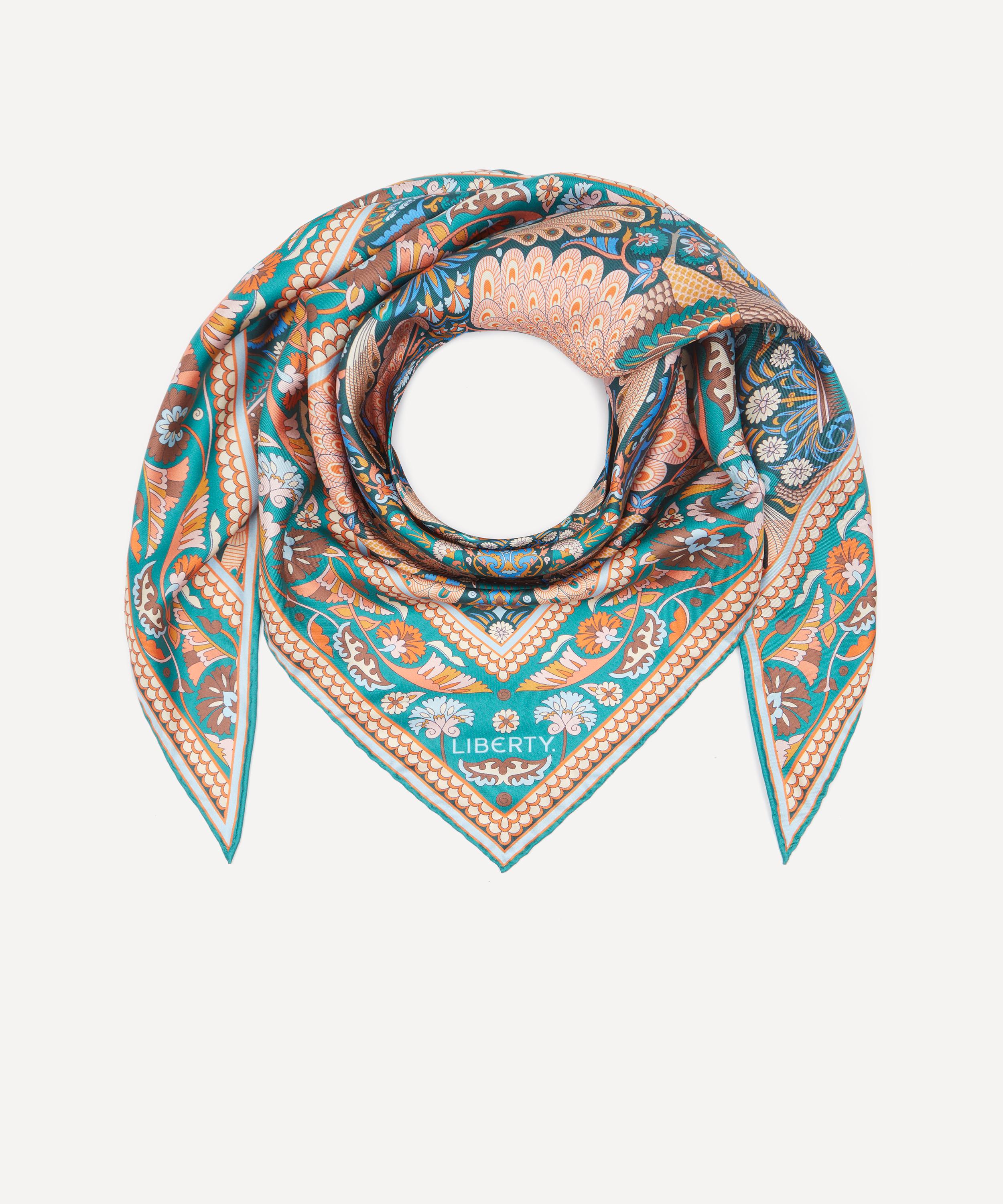 Liberty - Peacock Promenade Triangle 100x140 Silk Scarf image number 2