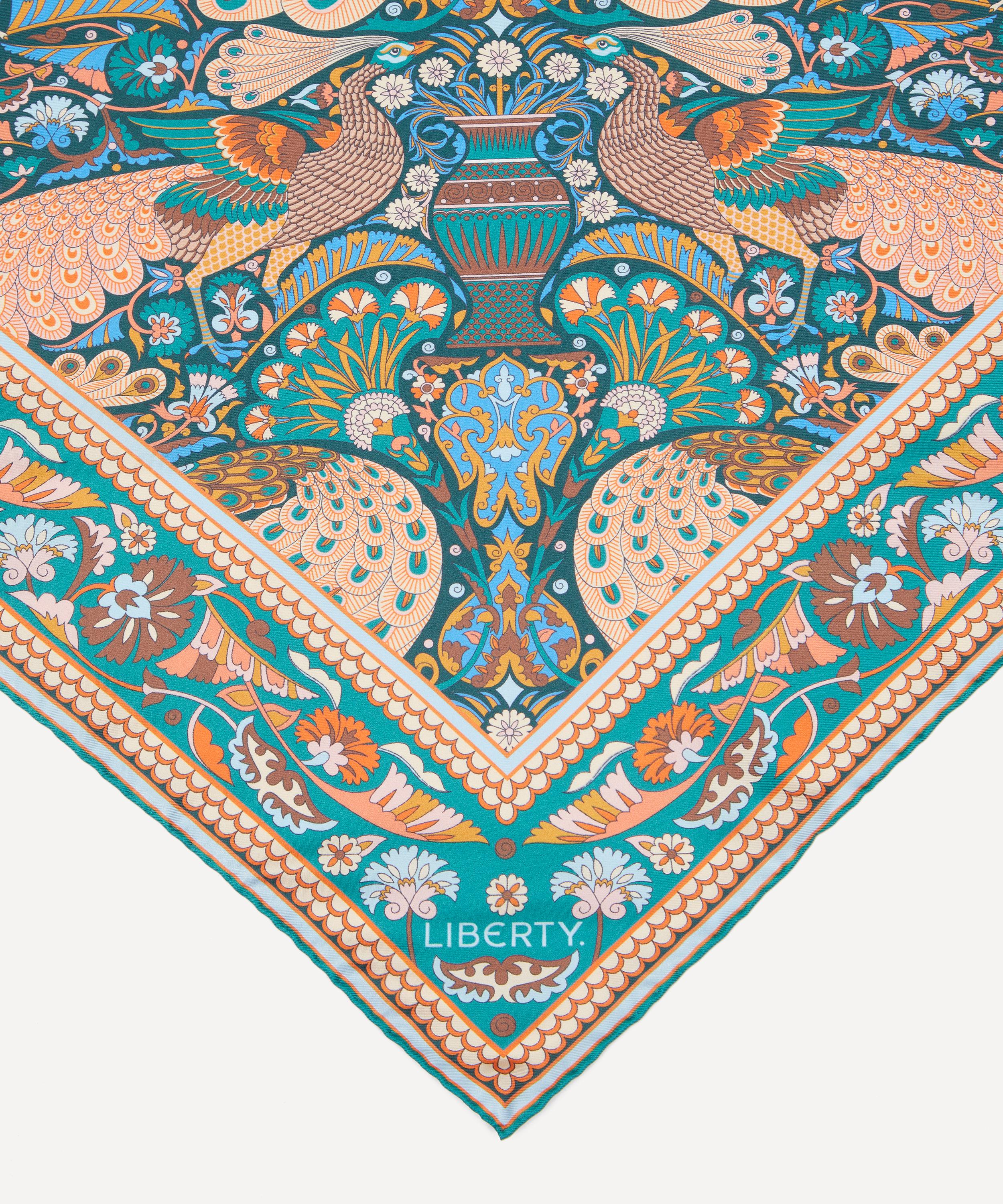 Liberty - Peacock Promenade Triangle 100x140 Silk Scarf image number 3