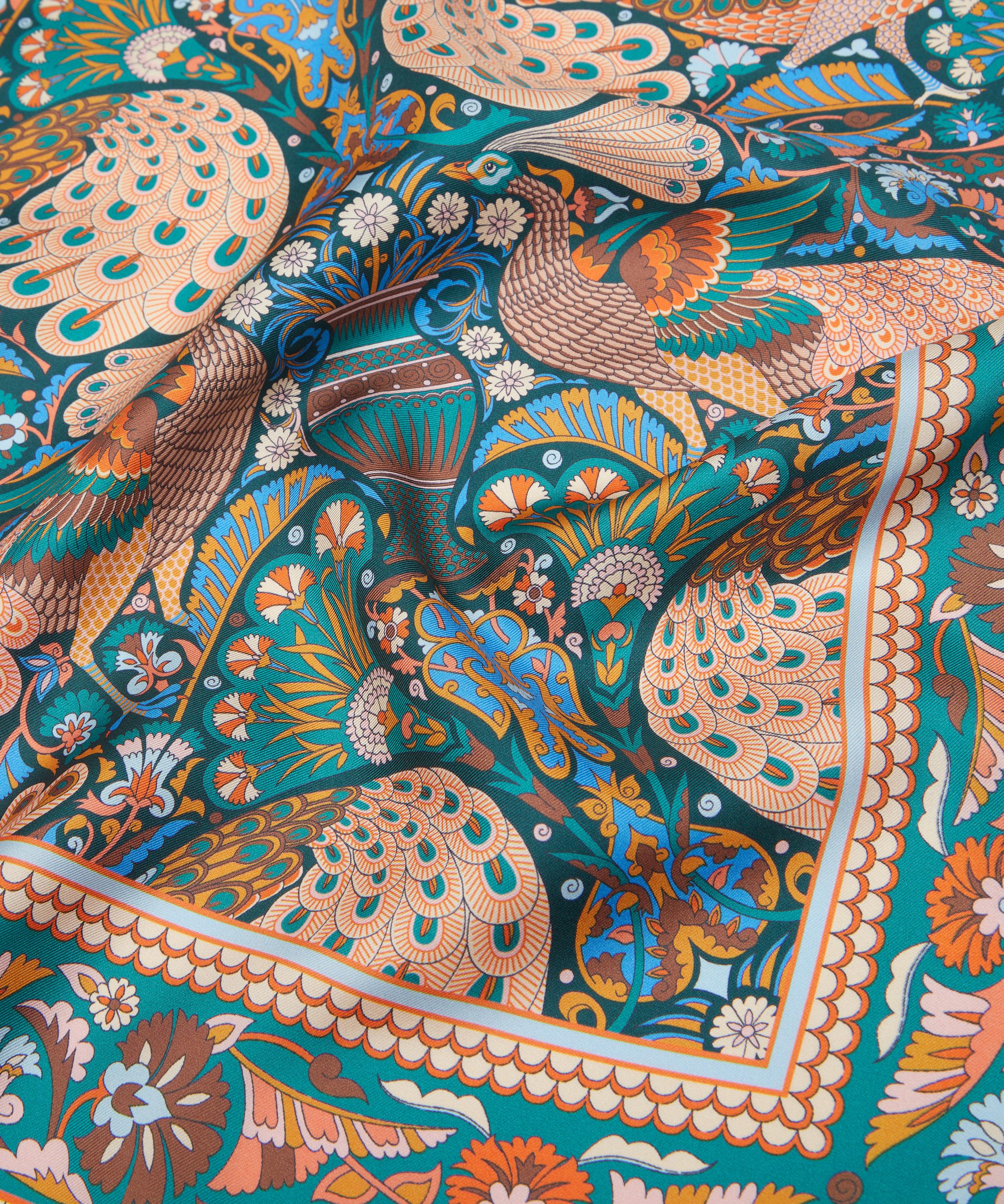 Liberty - Peacock Promenade Triangle 100x140 Silk Scarf image number 4