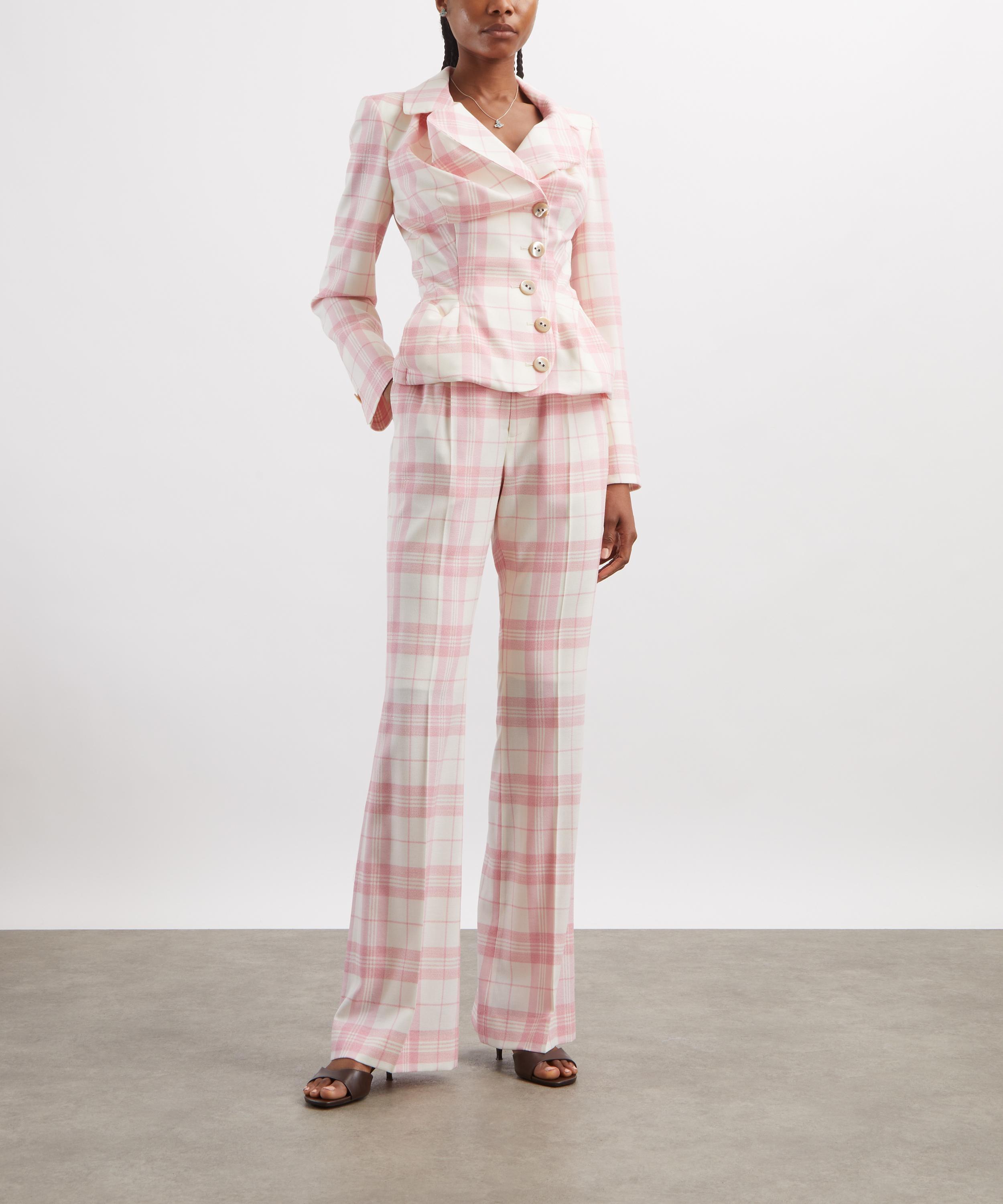 Vivienne Westwood - Drunken Ivory and Pink Check Tailored Jacket image number 1