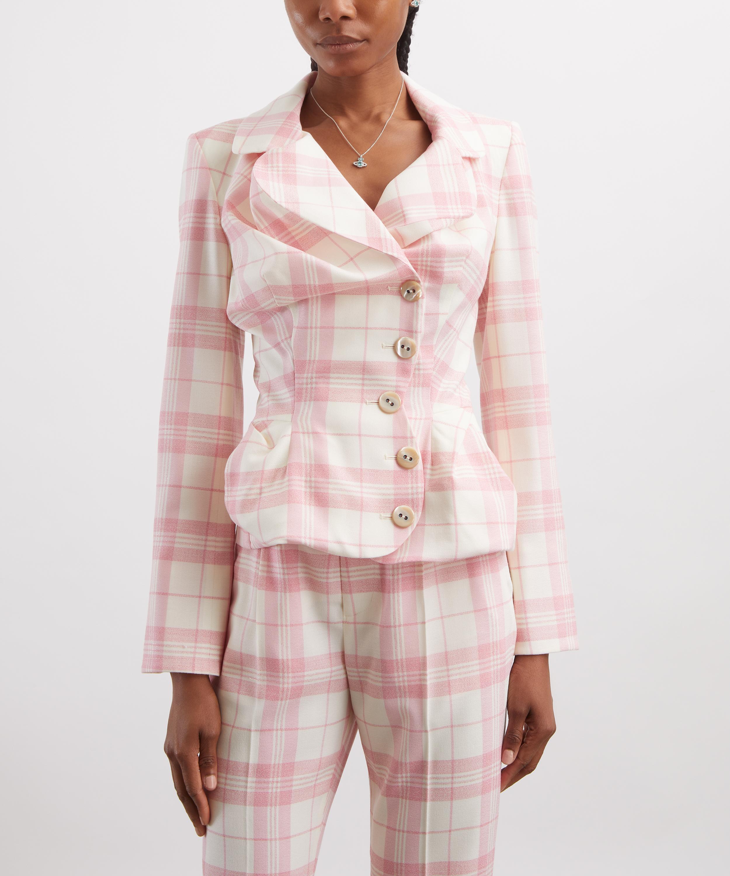 Vivienne Westwood - Drunken Ivory and Pink Check Tailored Jacket image number 2