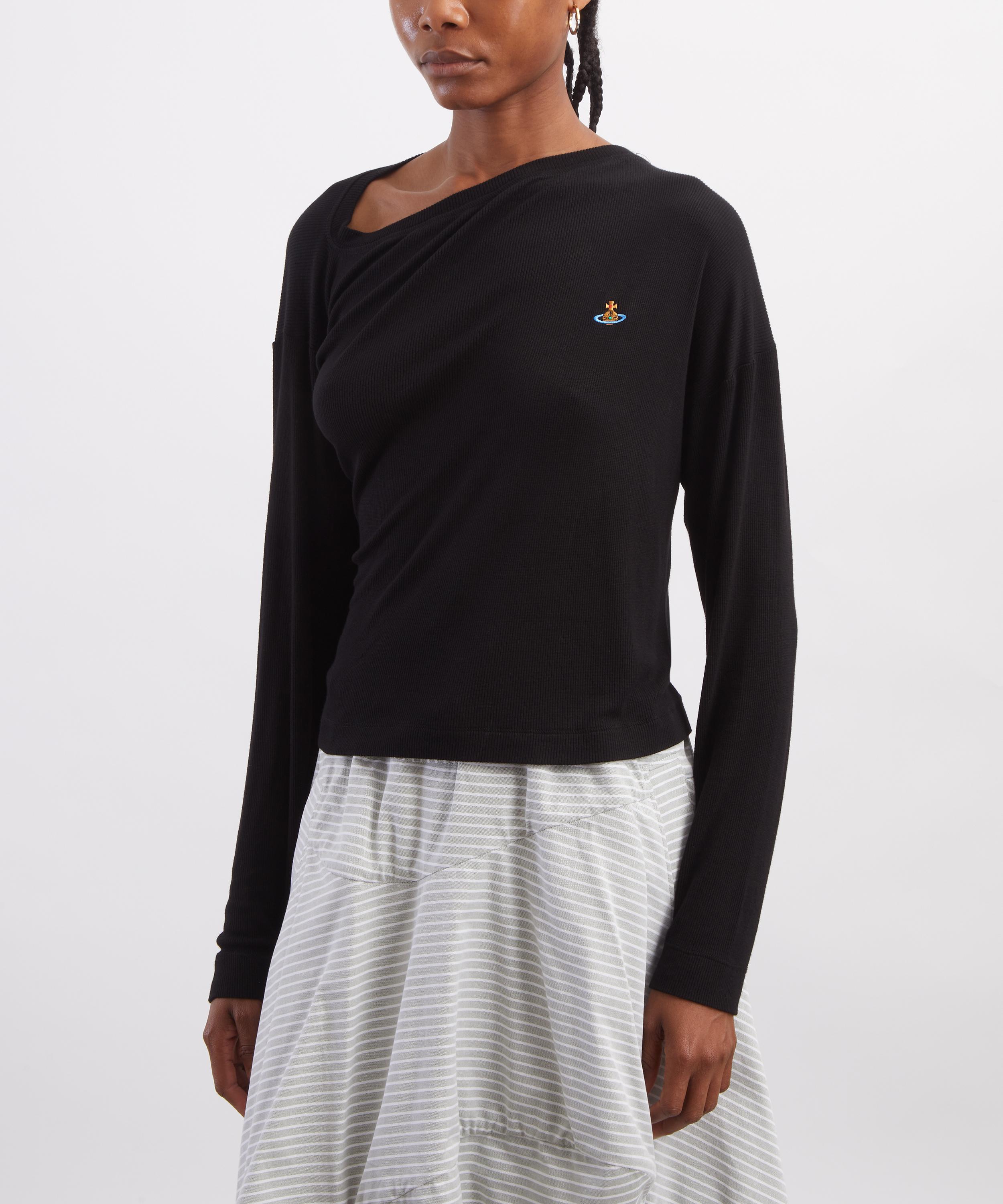 Vivienne Westwood - Hebo Embroidered Logo Black Cotton Top image number 2