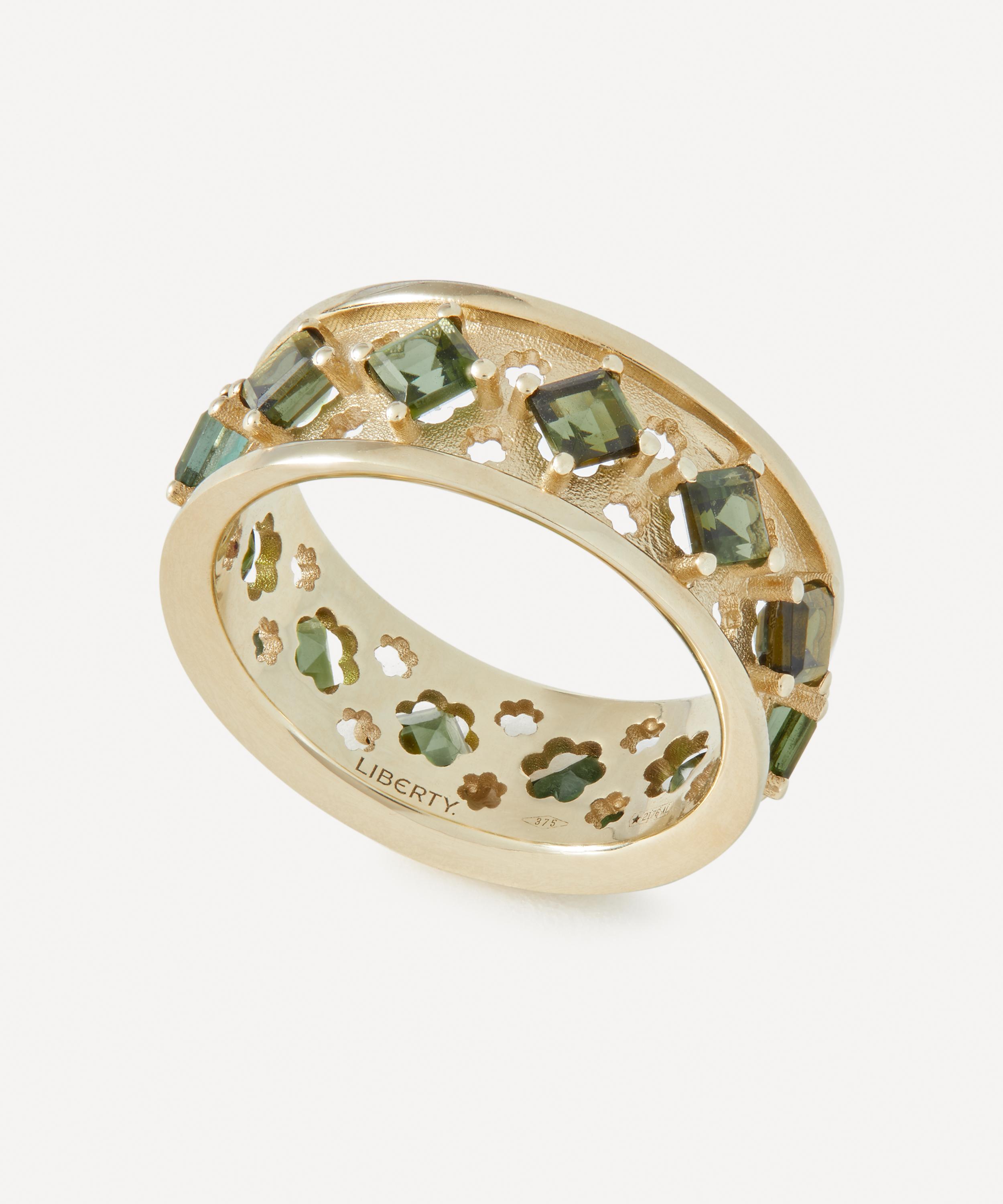 Liberty - 9ct Gold Trims Green Tourmaline Ring