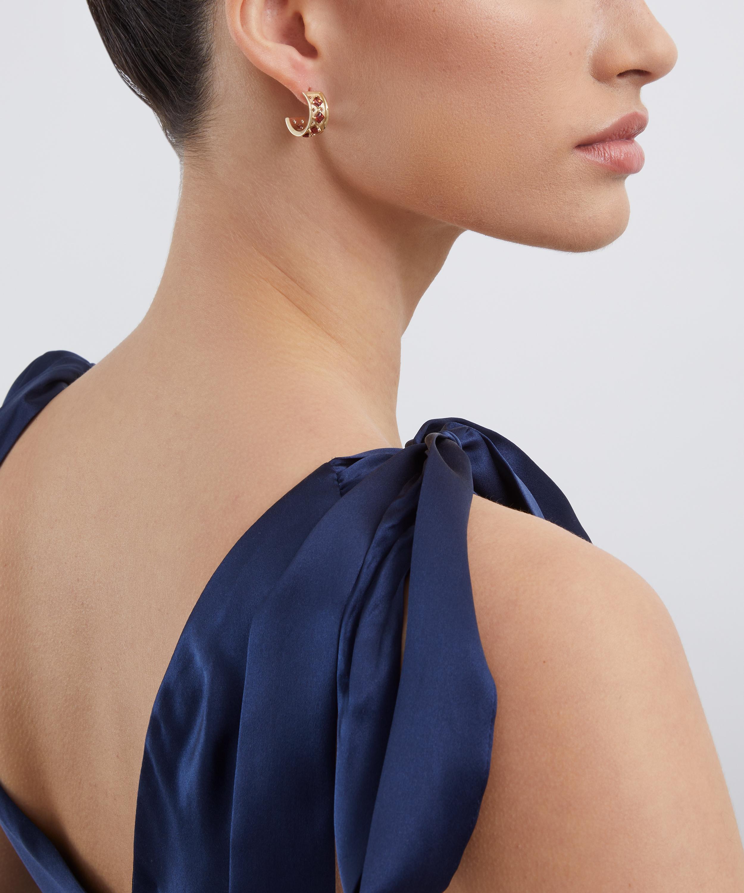 Liberty - 9ct Gold Trims Garnet Hoop Earrings image number 1