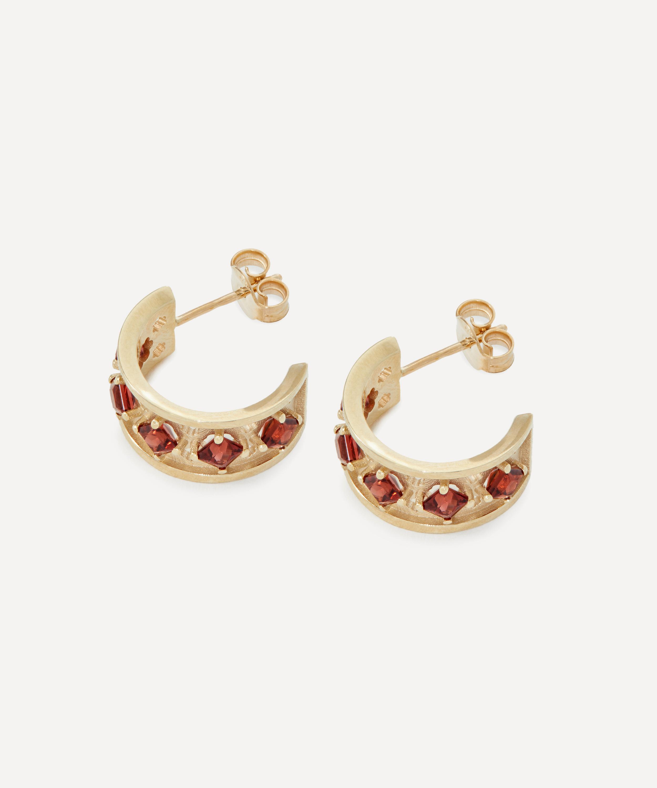 Liberty - 9ct Gold Trims Garnet Hoop Earrings image number 2