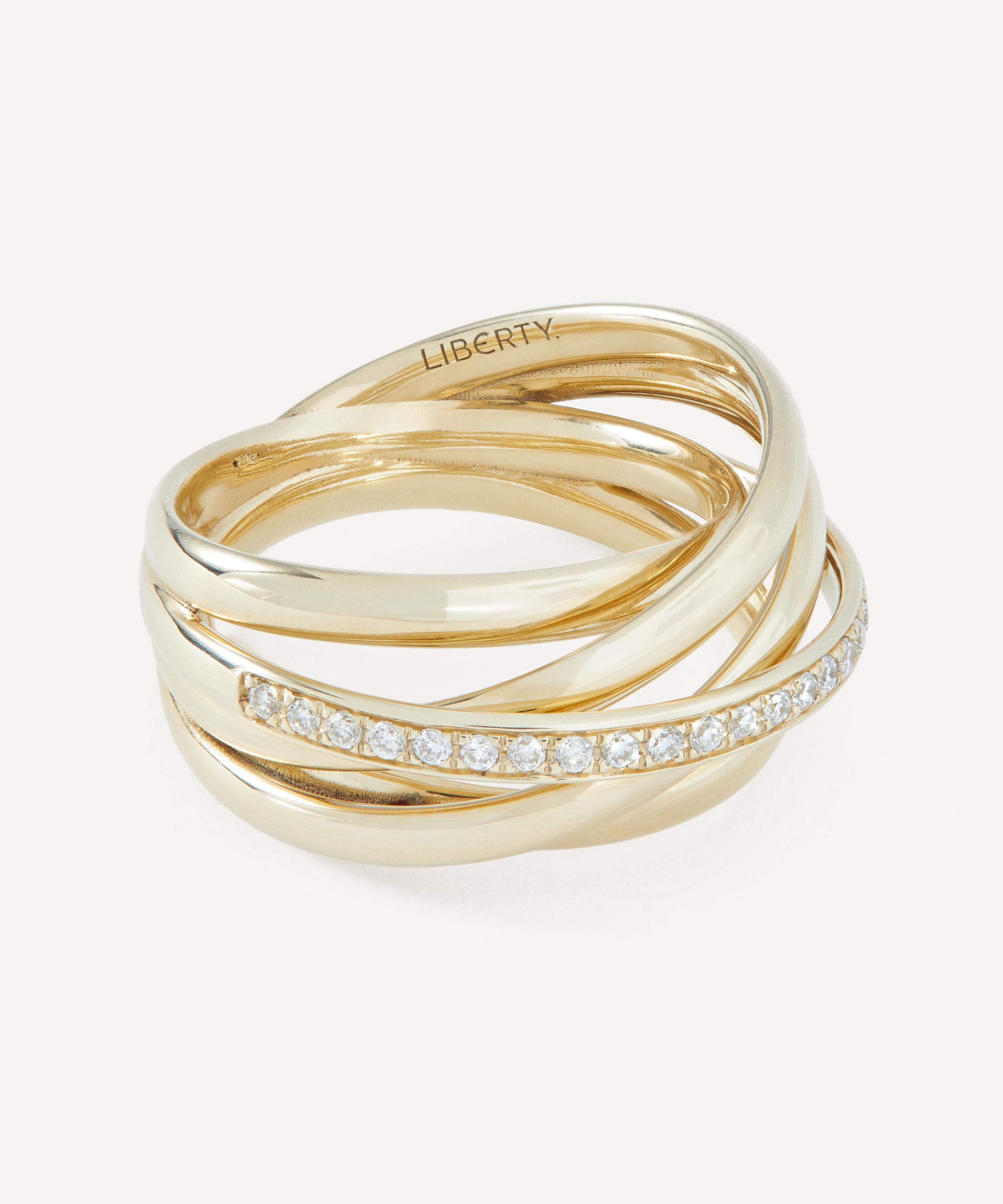 Liberty - 9ct Gold Intertwined Diamond Ring image number 2