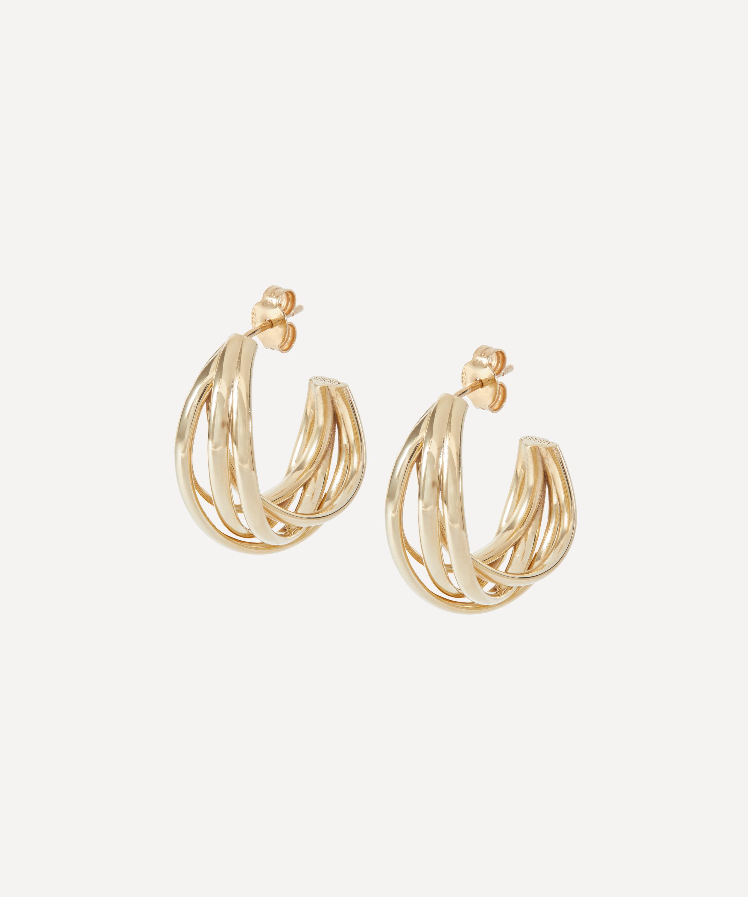 Liberty - 9ct Gold Intertwined Plain Hoop Earrings