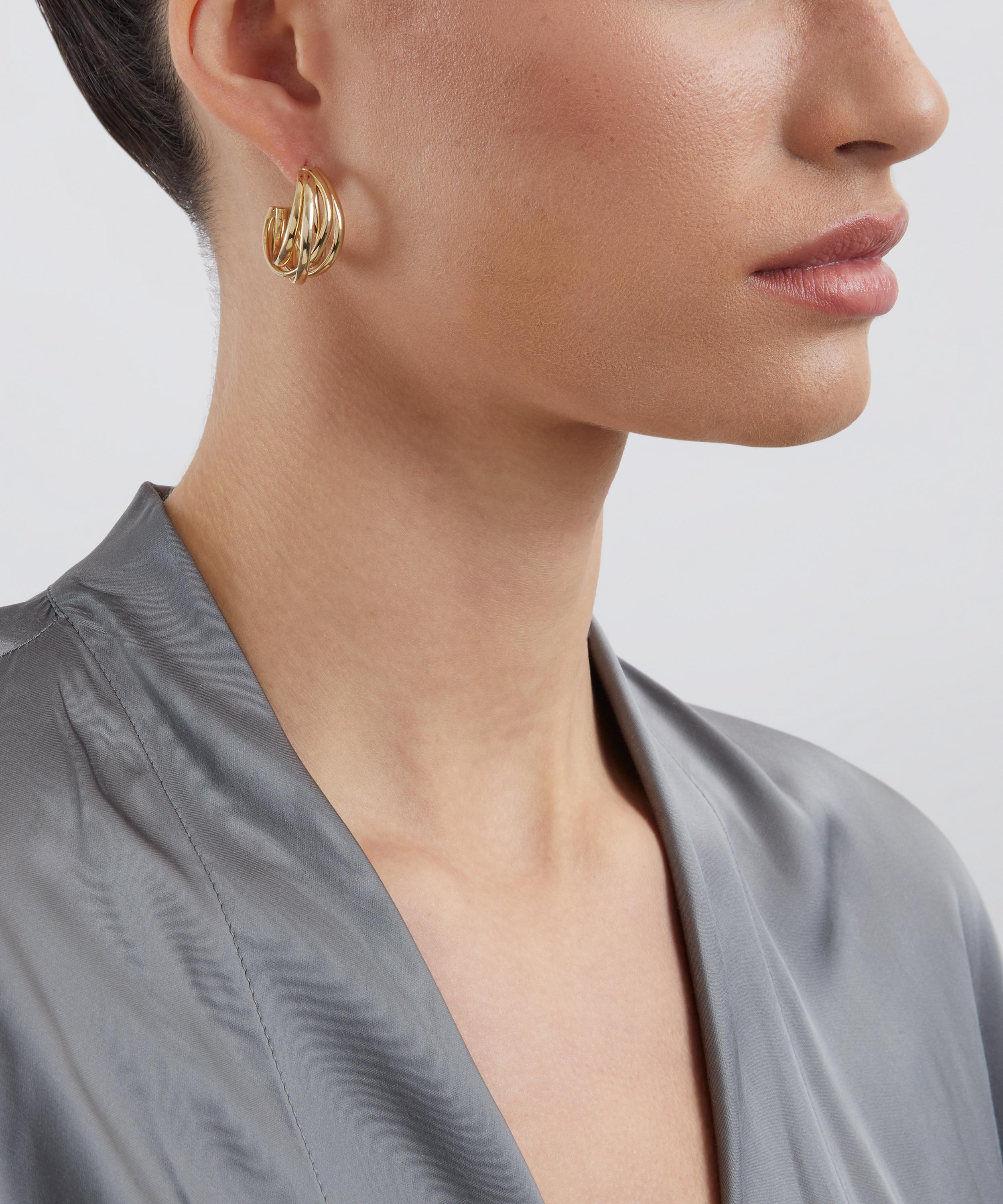 Liberty - 9ct Gold Intertwined Plain Hoop Earrings image number 1