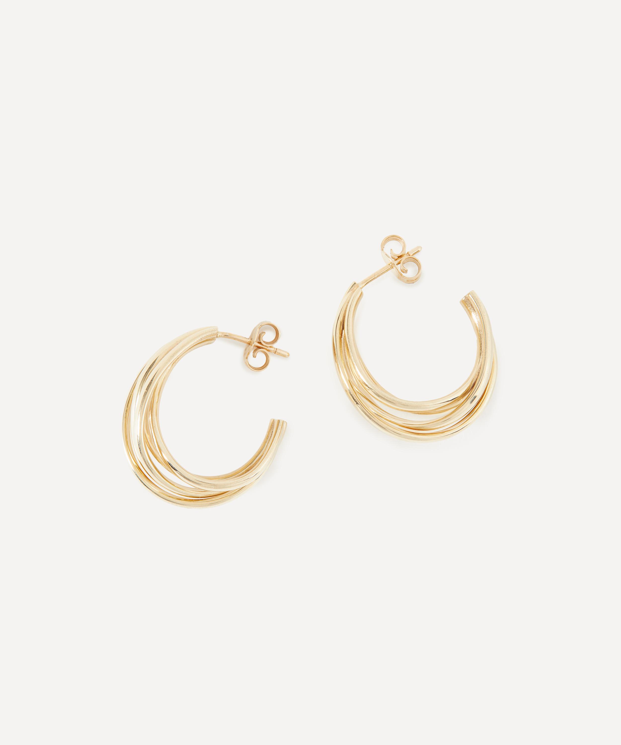 Liberty - 9ct Gold Intertwined Plain Hoop Earrings image number 2