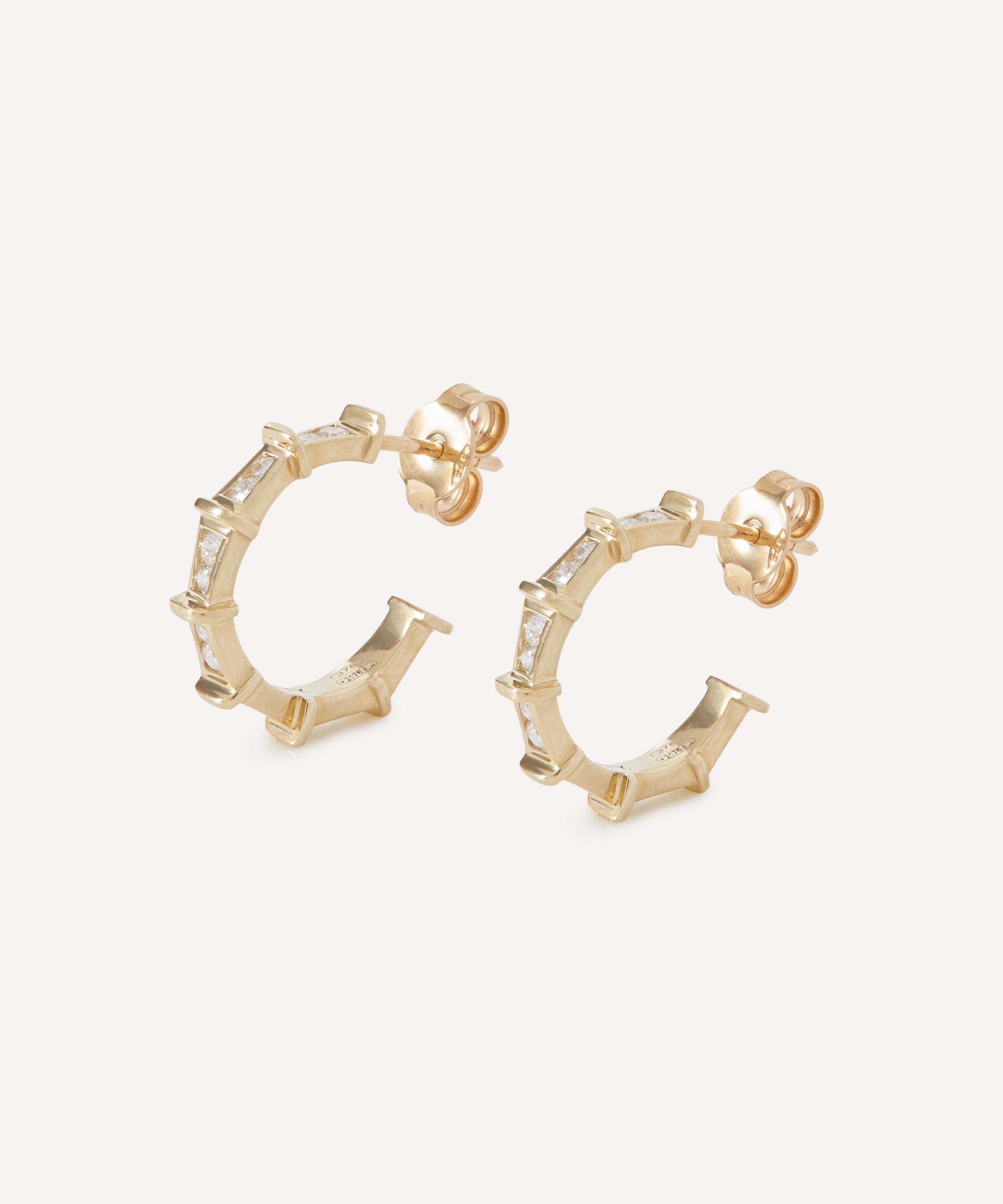 Liberty - 9ct Gold Tepper Pav&eacute; Diamond Hoop Earrings