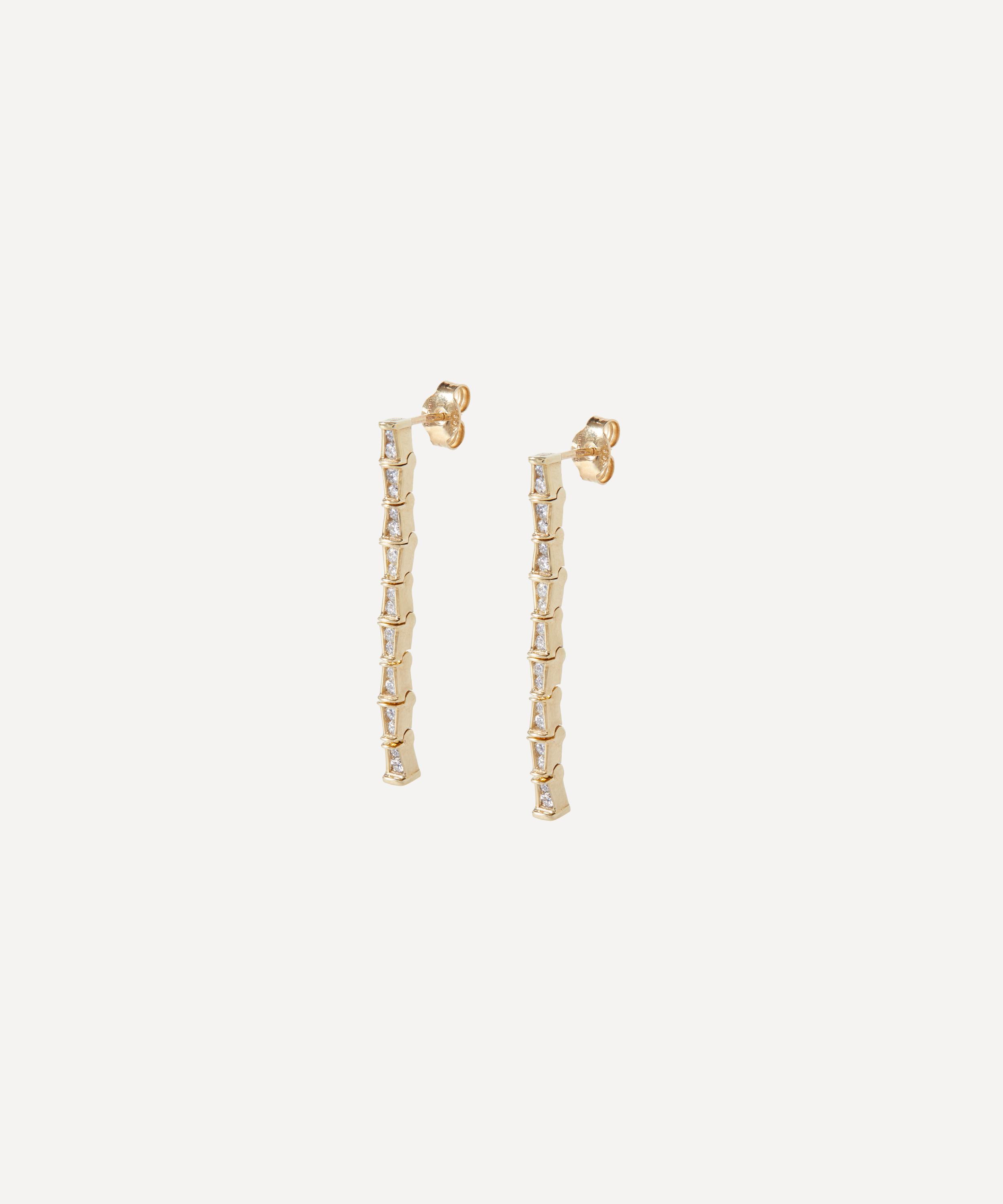 Liberty - 9ct Gold Tepper Pav&eacute; Diamond Long Drop Earrings