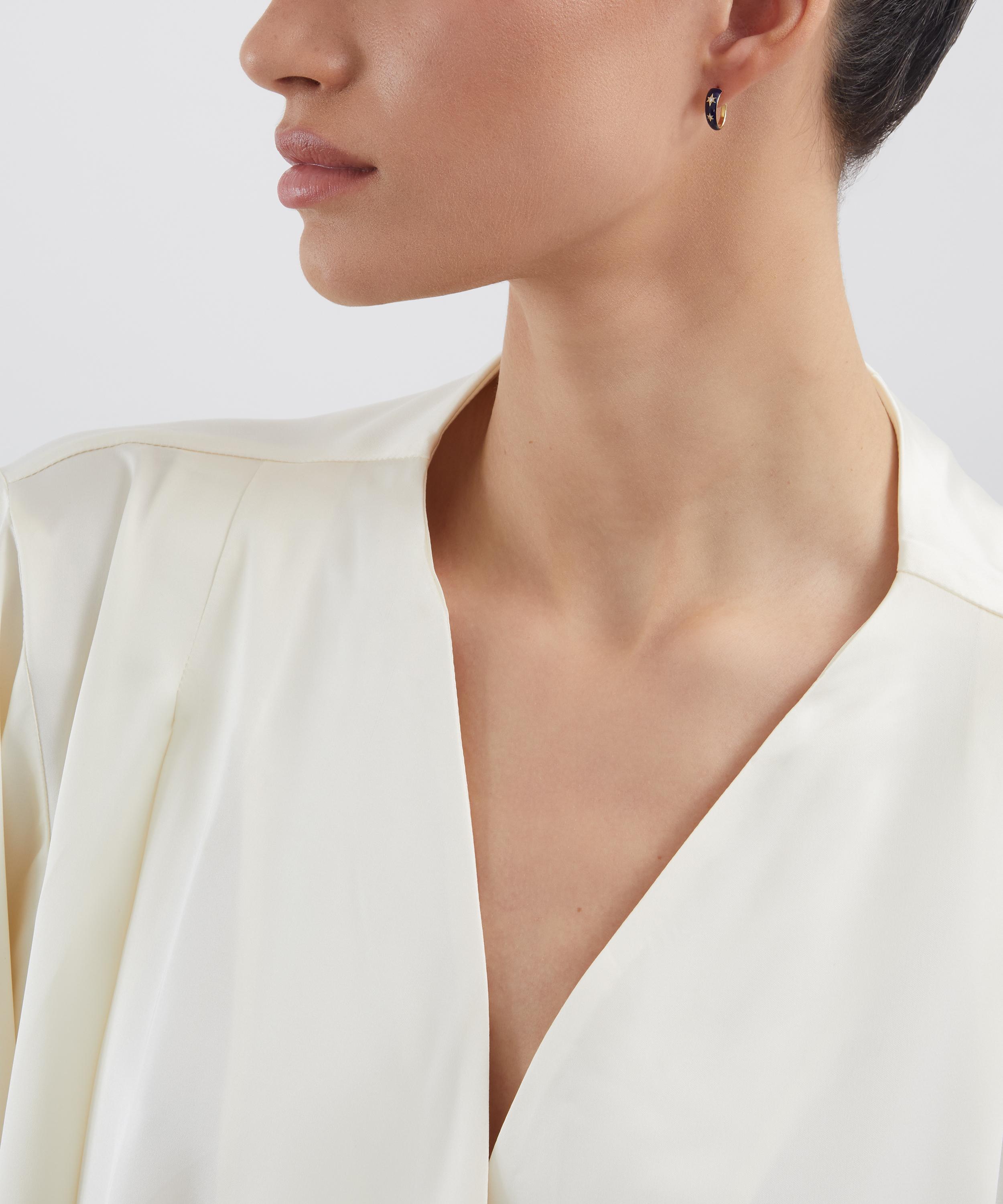 Liberty - 9ct Gold Ianthe Star Glazed Diamond Hoop Earrings image number 1