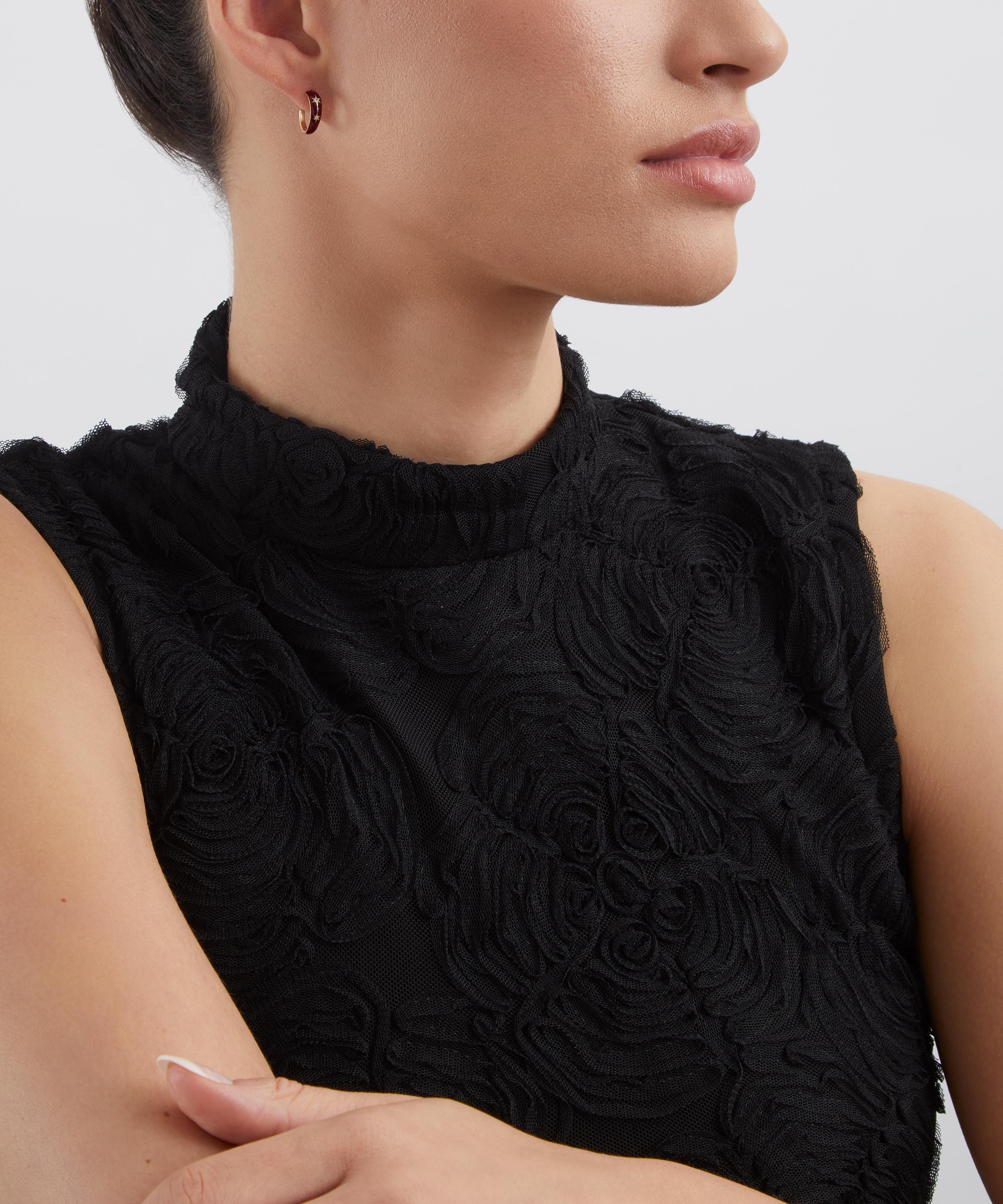 Liberty - 9ct Gold Ianthe Star Glazed Diamond Hoop Earrings image number 1