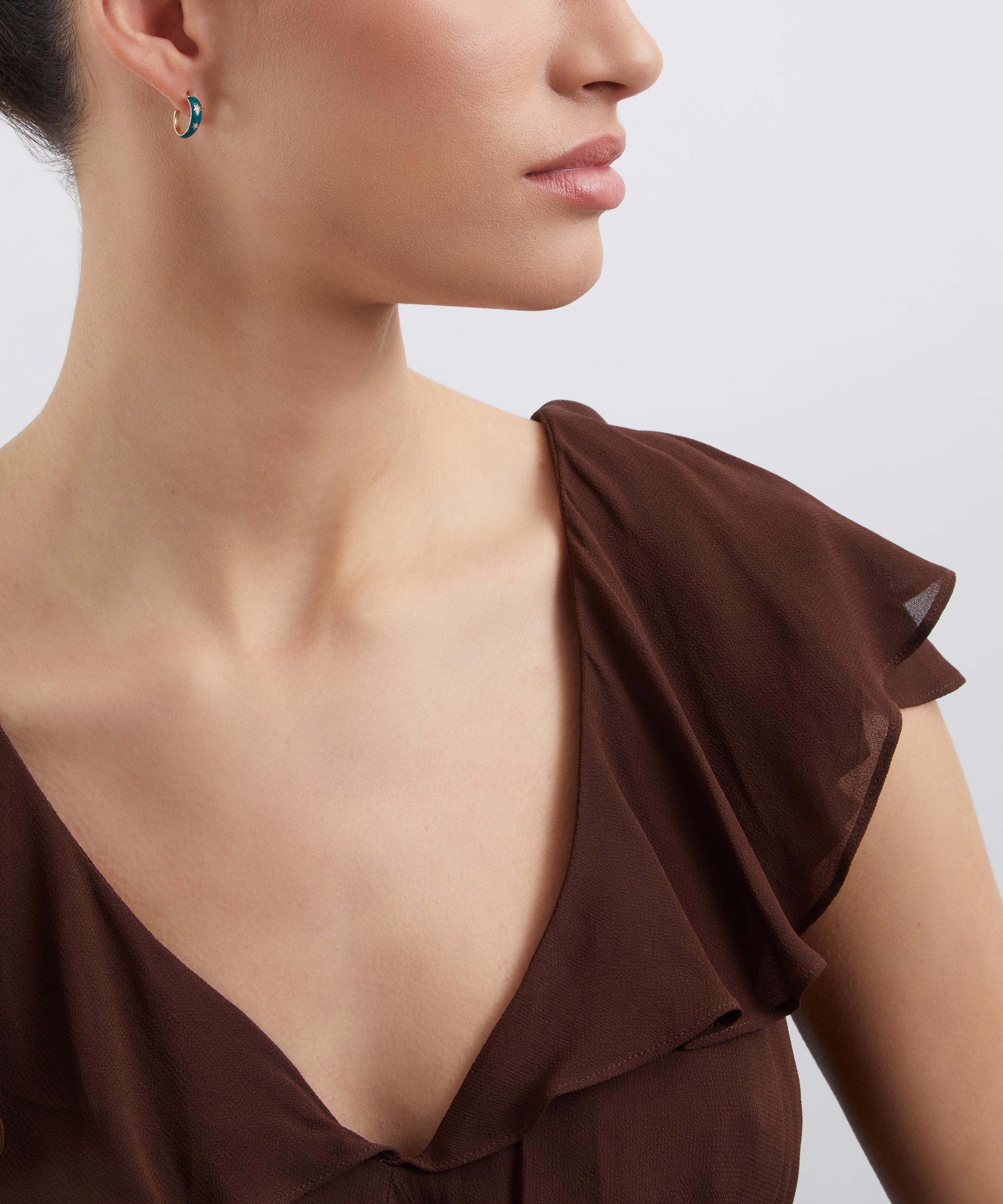 Liberty - 9ct Gold Ianthe Star Glazed Diamond Hoop Earrings image number 1