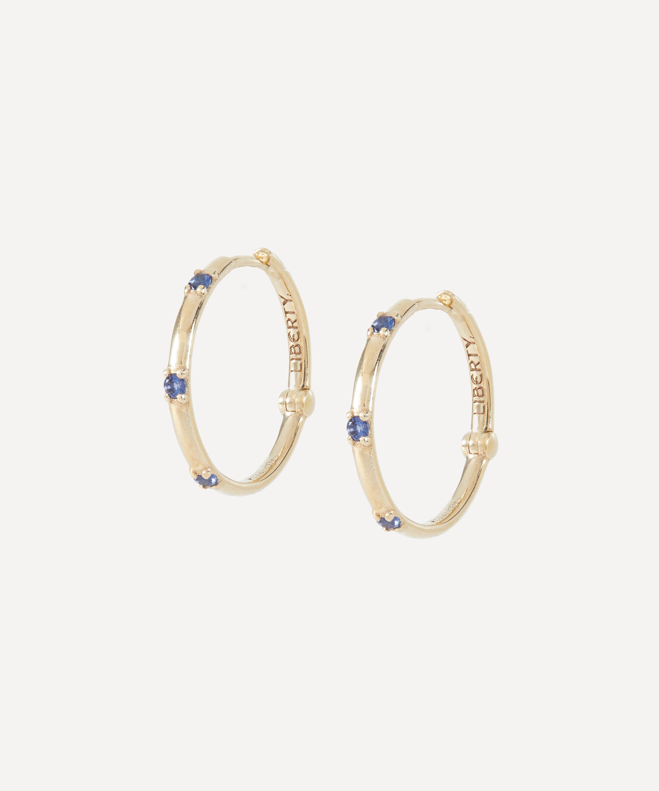 Liberty - 9ct Gold Constellation Blue Sapphire Hoop Earrings