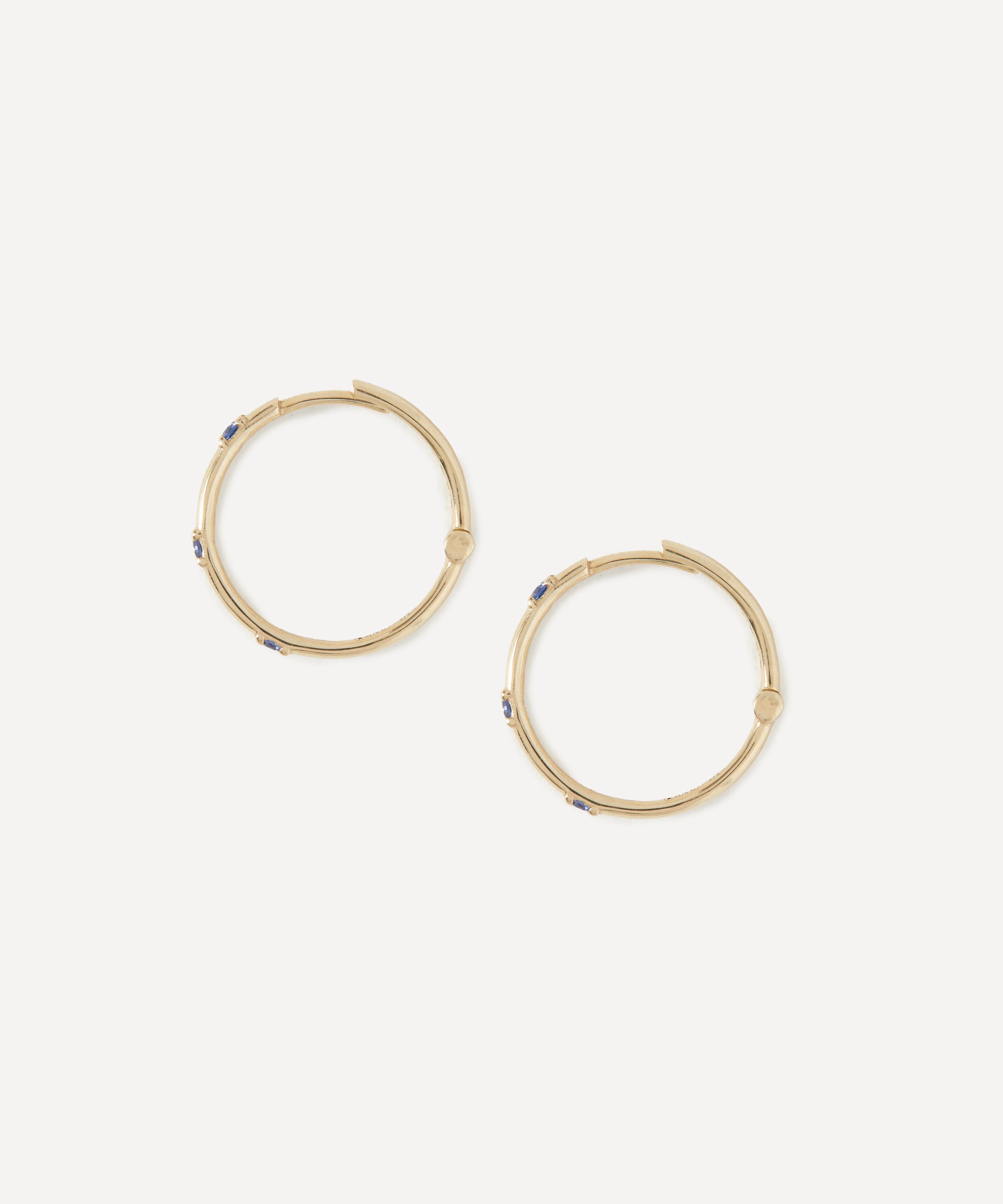 Liberty - 9ct Gold Constellation Blue Sapphire Hoop Earrings image number 2