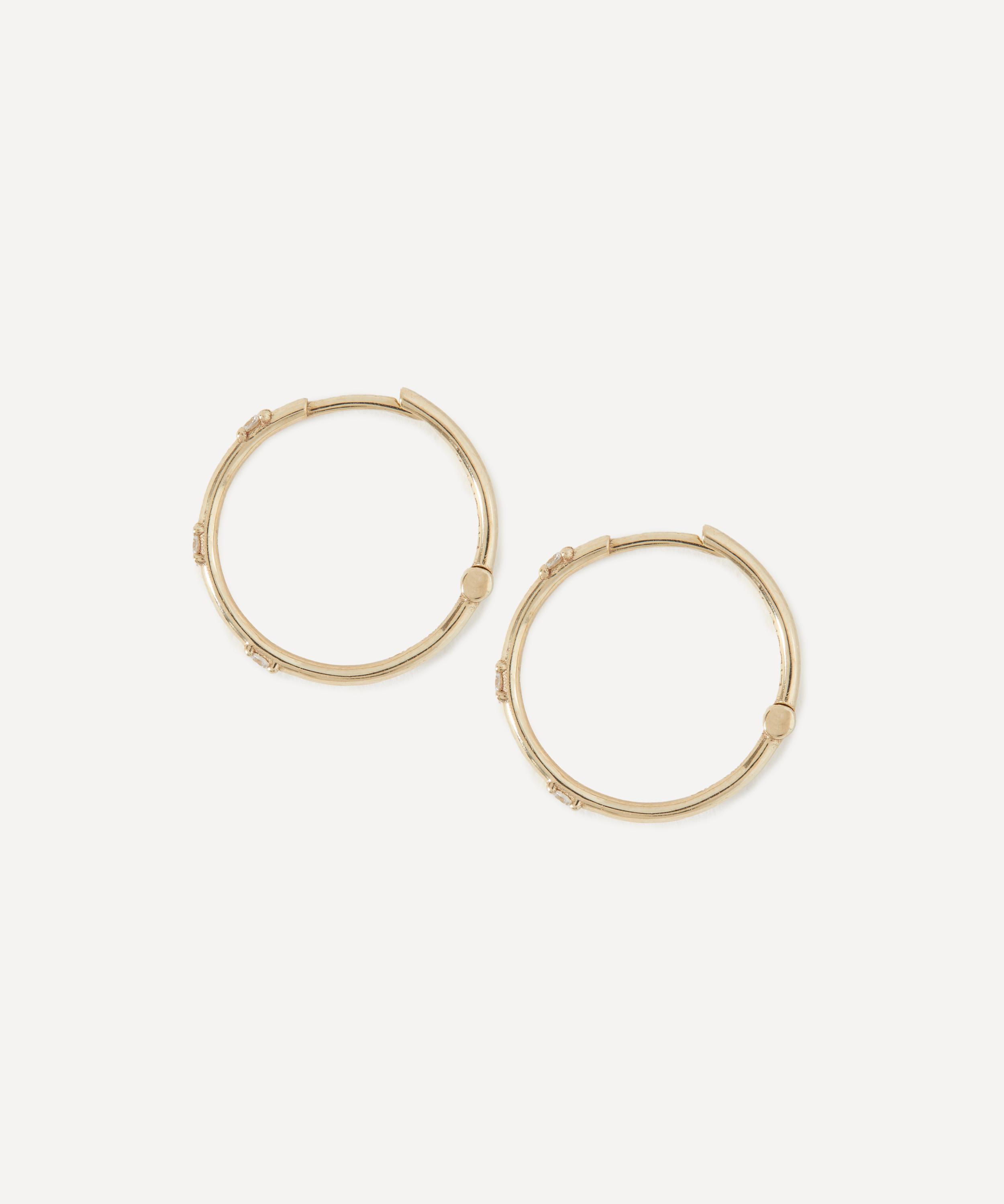 Liberty - 9ct Gold Constellation Diamond Hoop Earrings image number 2