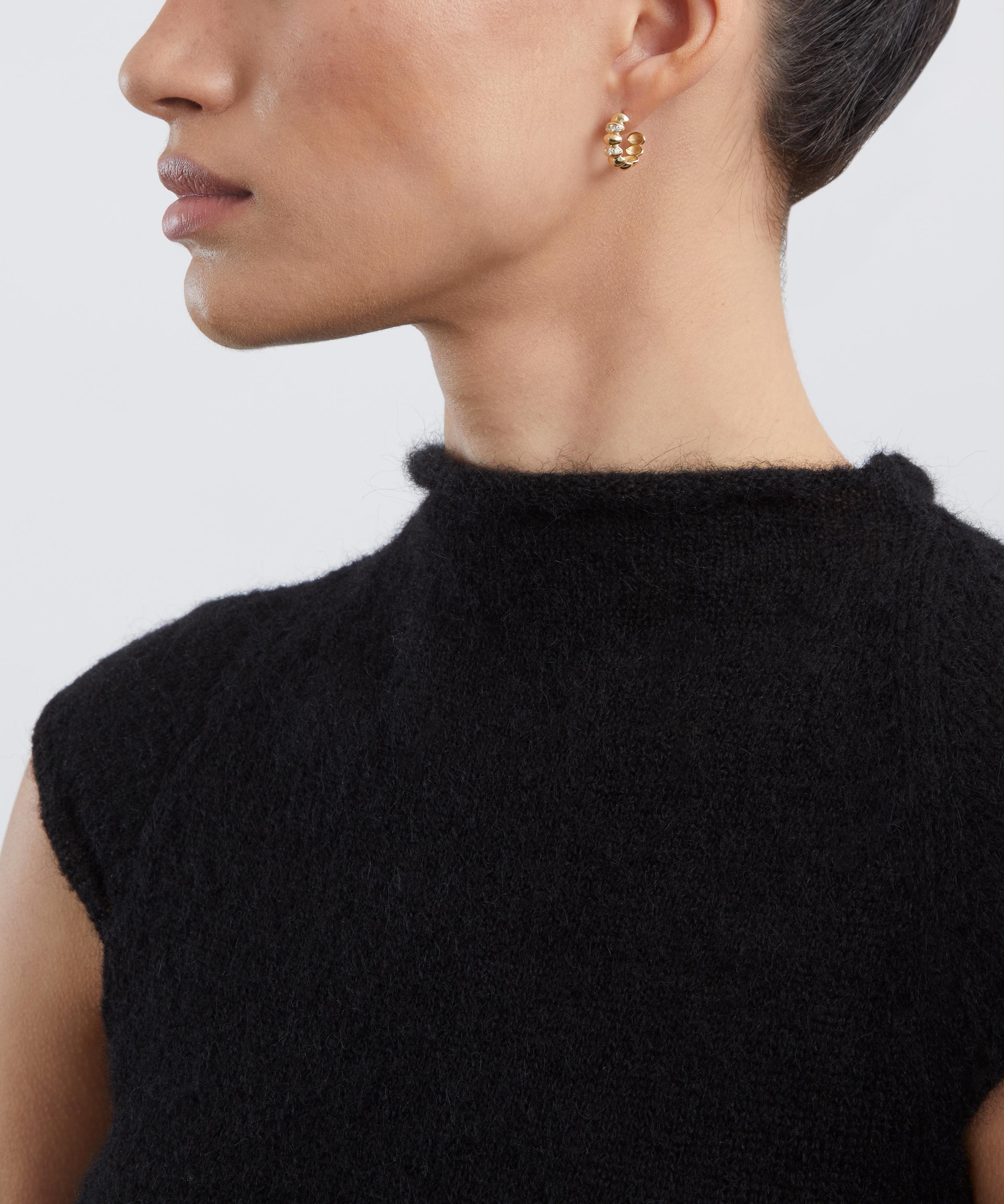 Liberty - 9ct Gold Pebble Pav&eacute; Diamond Hoop Earrings image number 1