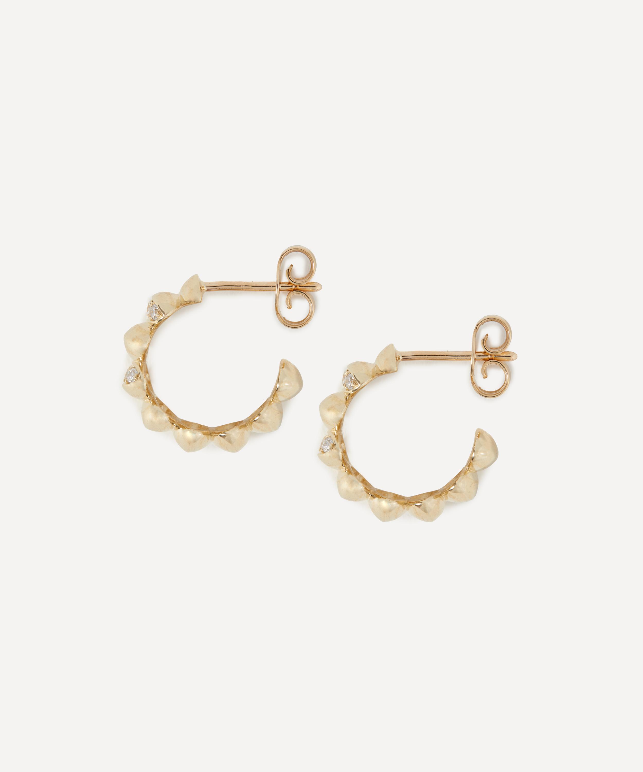 Liberty - 9ct Gold Pebble Pav&eacute; Diamond Hoop Earrings image number 2