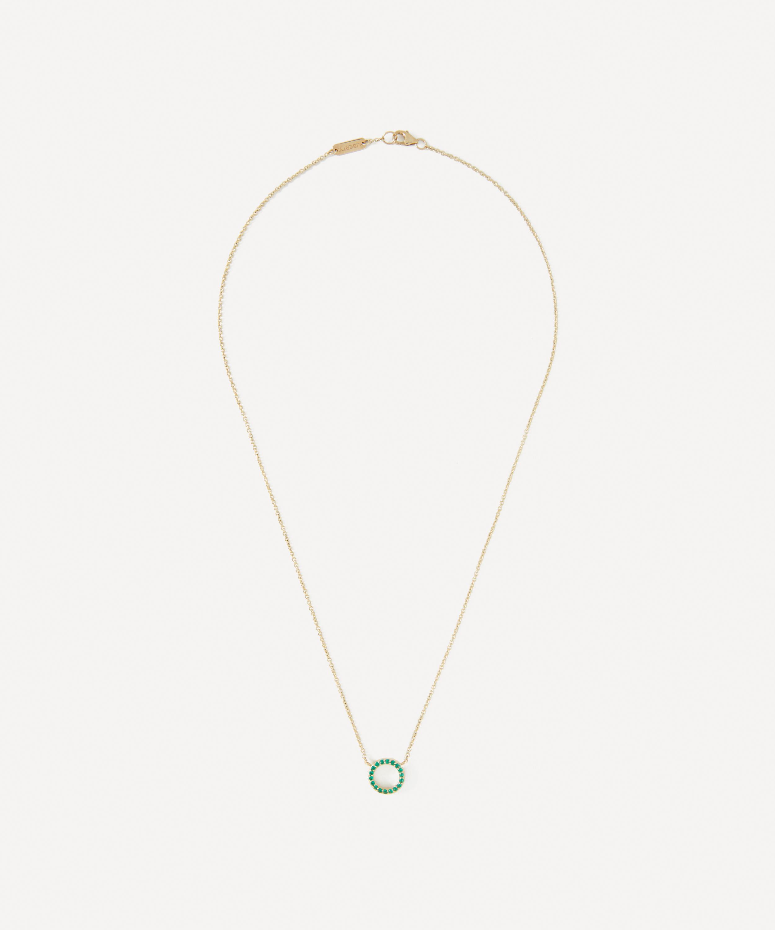 Liberty - 9ct Gold Rainbow Circle Double Face Tsavorite and Diamond Necklace image number 2