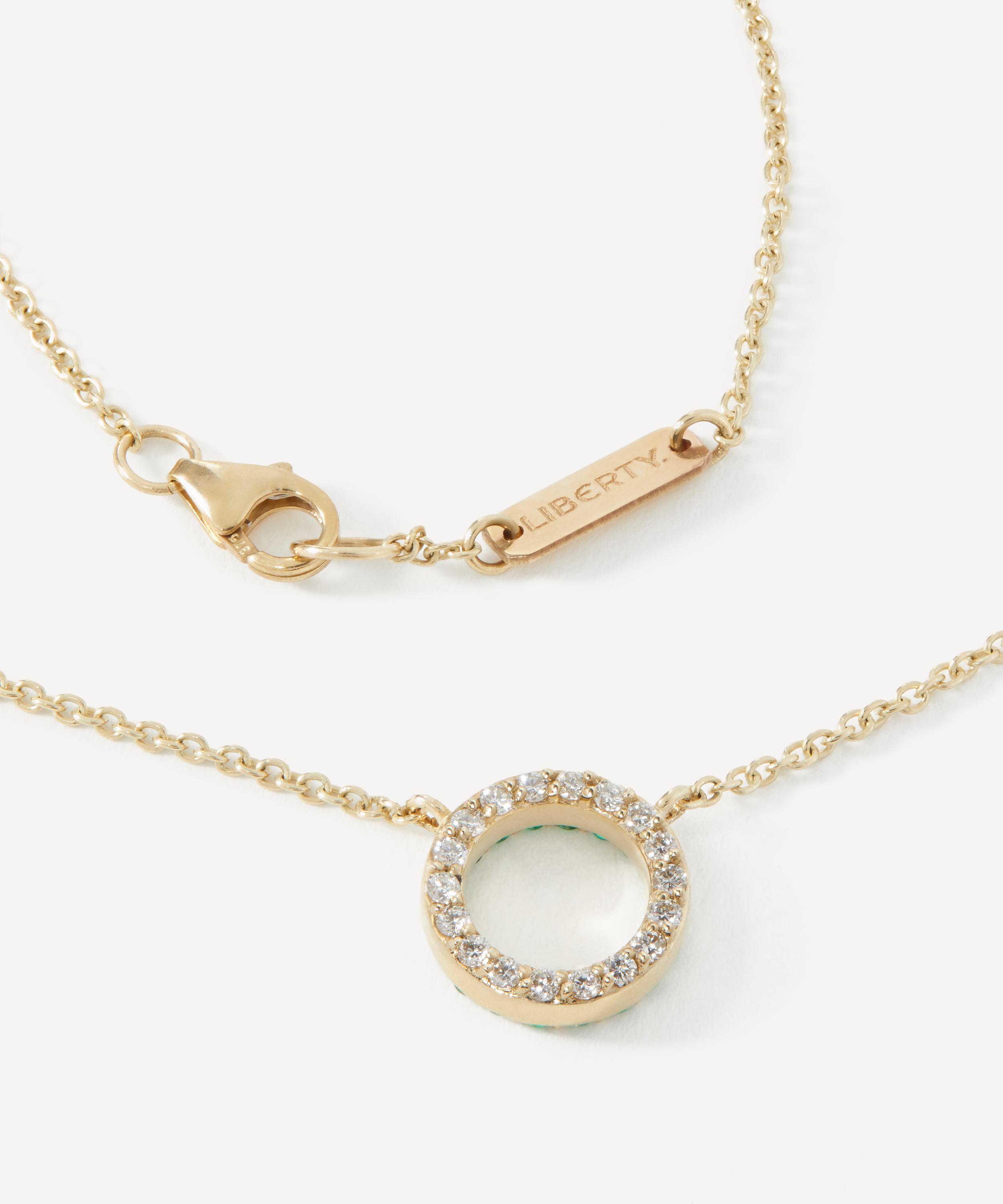 Liberty - 9ct Gold Rainbow Circle Double Face Tsavorite and Diamond Necklace image number 3