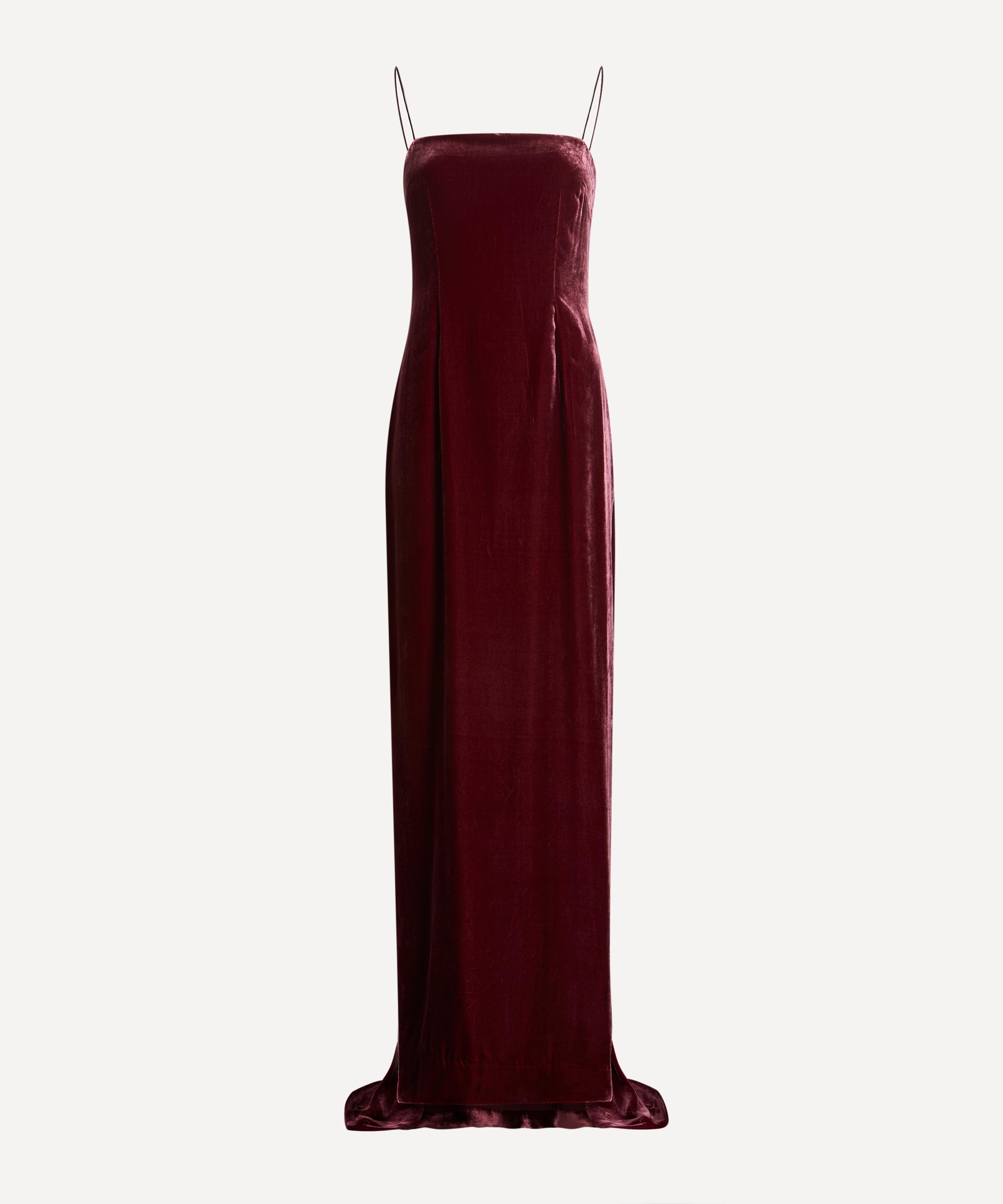 ROTATE Birger Christensen - Silk Velvet Strap Dress image number 0