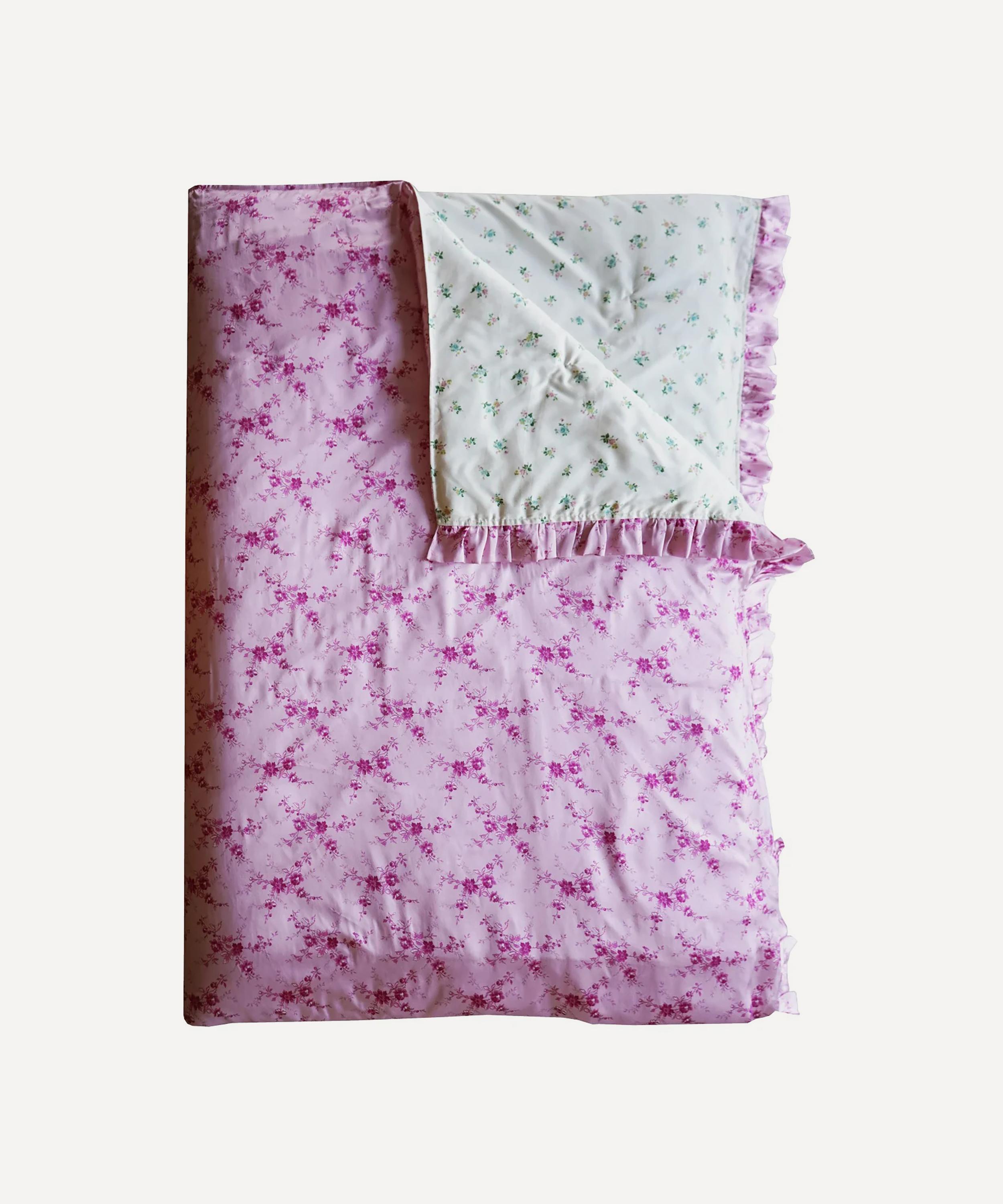 Coco & Wolf - Posy Corsage Amelie Luise Cotton-Silk Reversible Ruffle Super King Heirloom Quilt