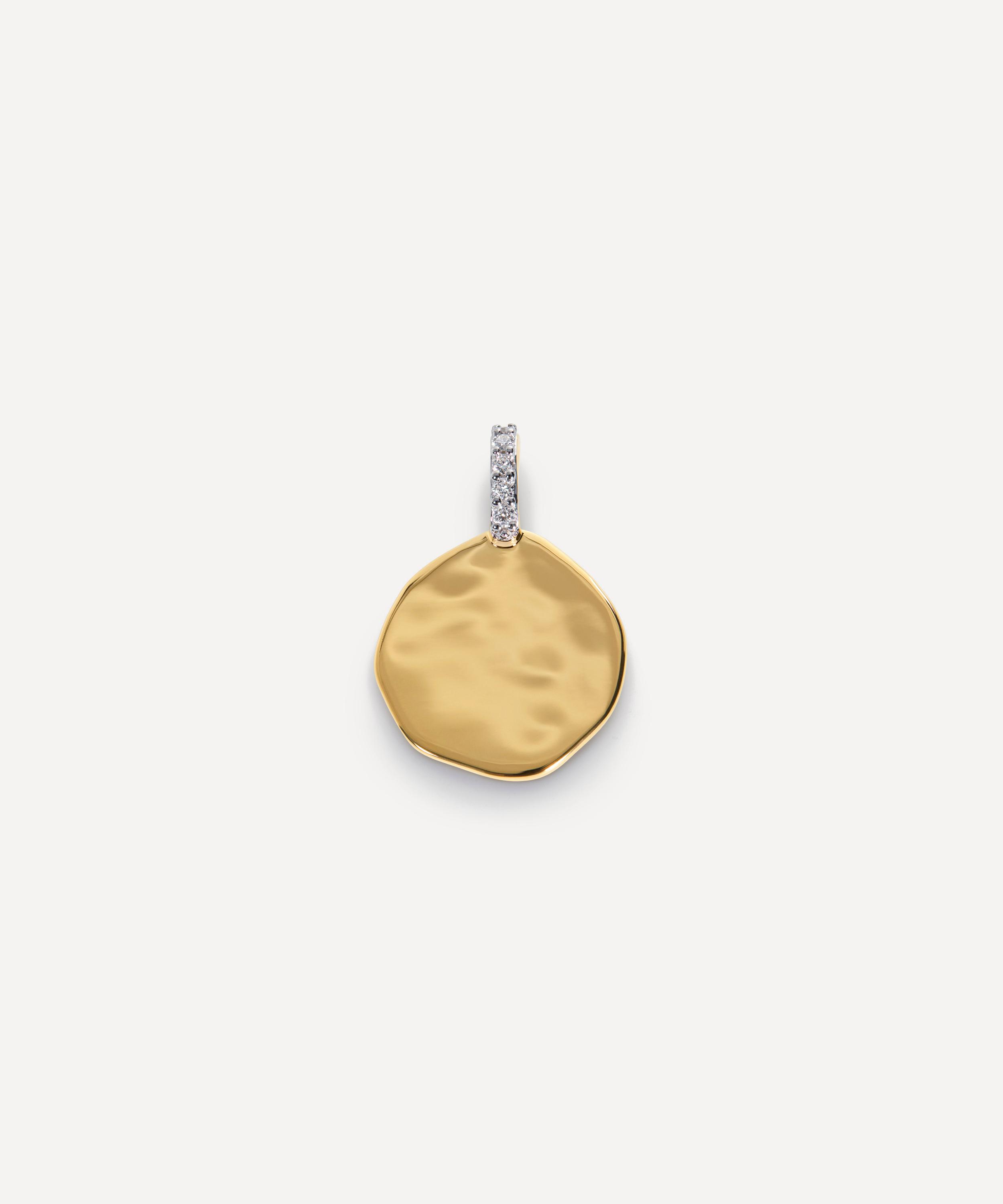 Monica Vinader - 18ct Gold-Plated Vermeil Silver Diamond Coin Pendant image number 0