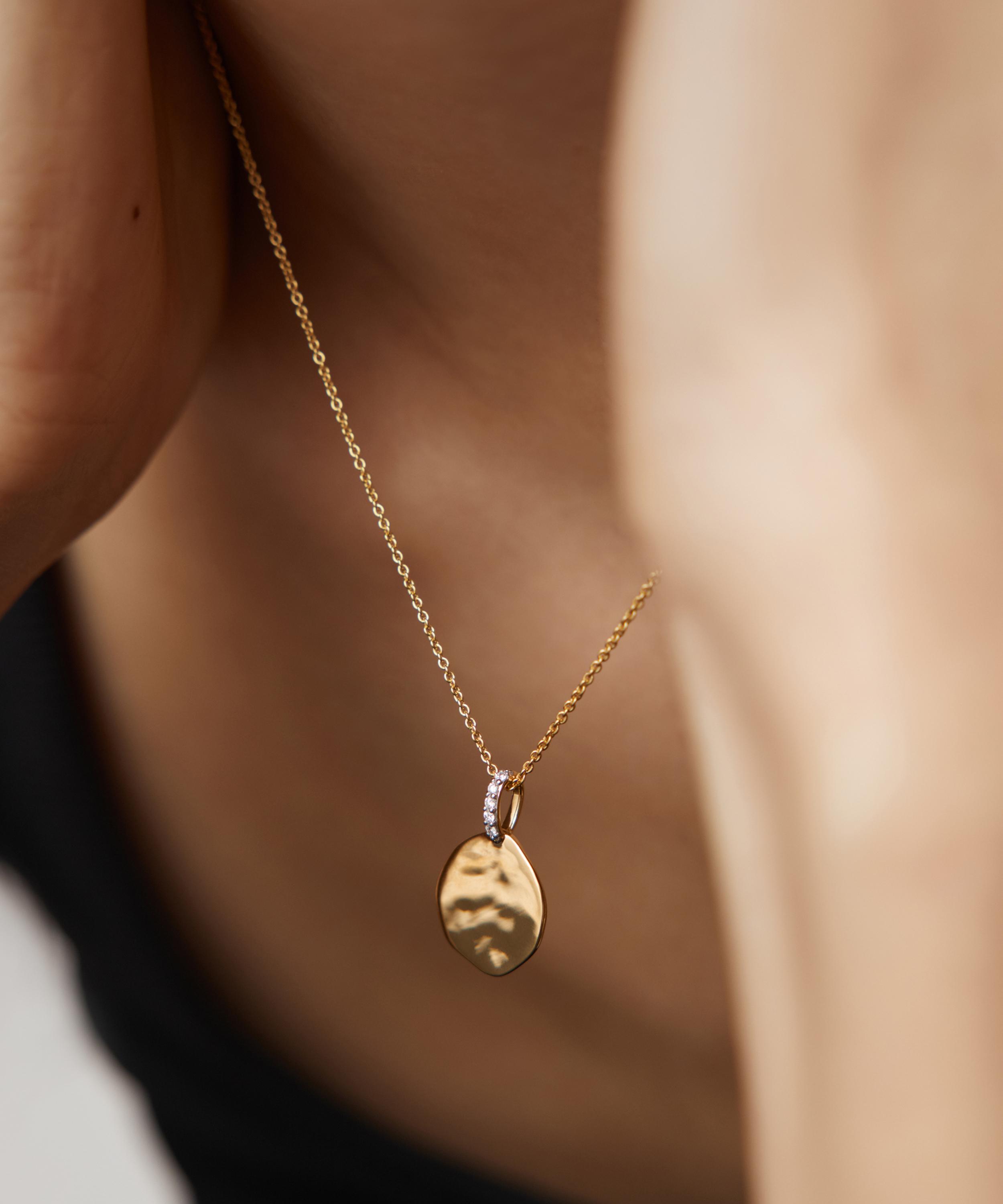 Monica Vinader - 18ct Gold-Plated Vermeil Silver Diamond Coin Pendant image number 1