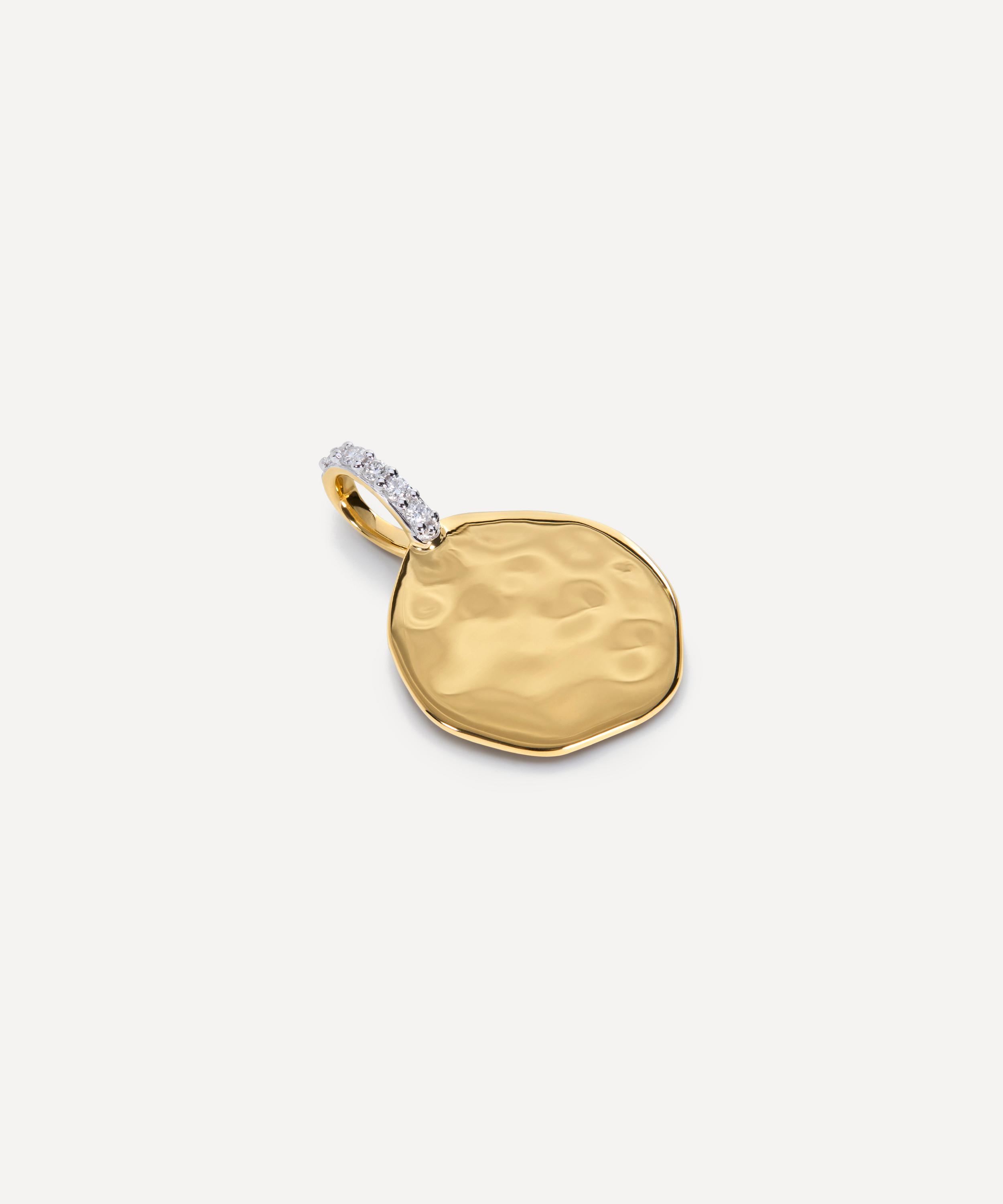 Monica Vinader - 18ct Gold-Plated Vermeil Silver Diamond Coin Pendant image number 2
