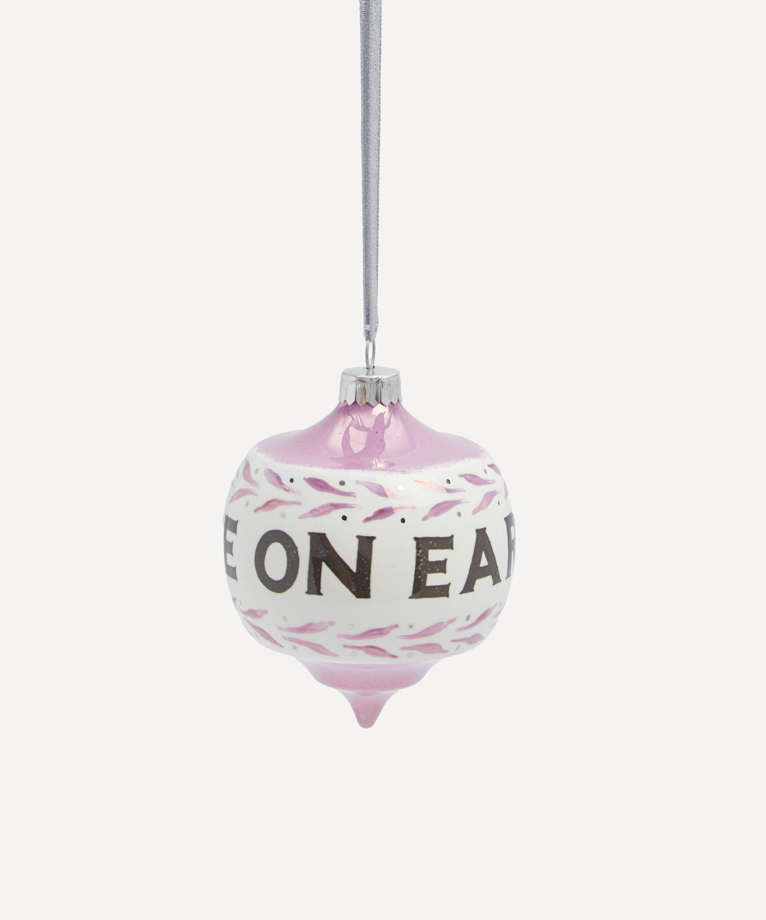 Christmas - Peace on Earth Pink Ceramic Ornament image number 0