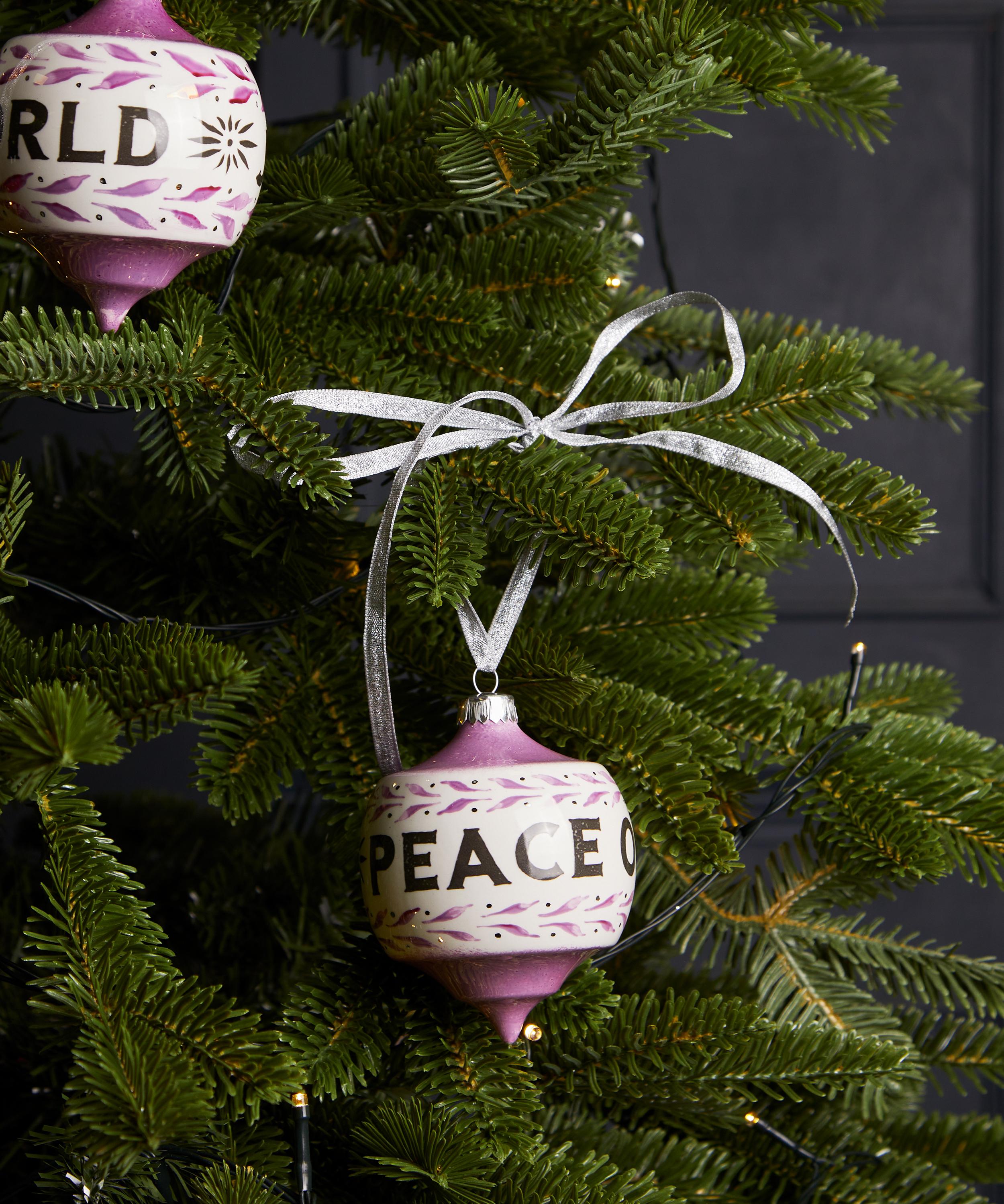 Christmas - Peace on Earth Pink Ceramic Ornament image number 1