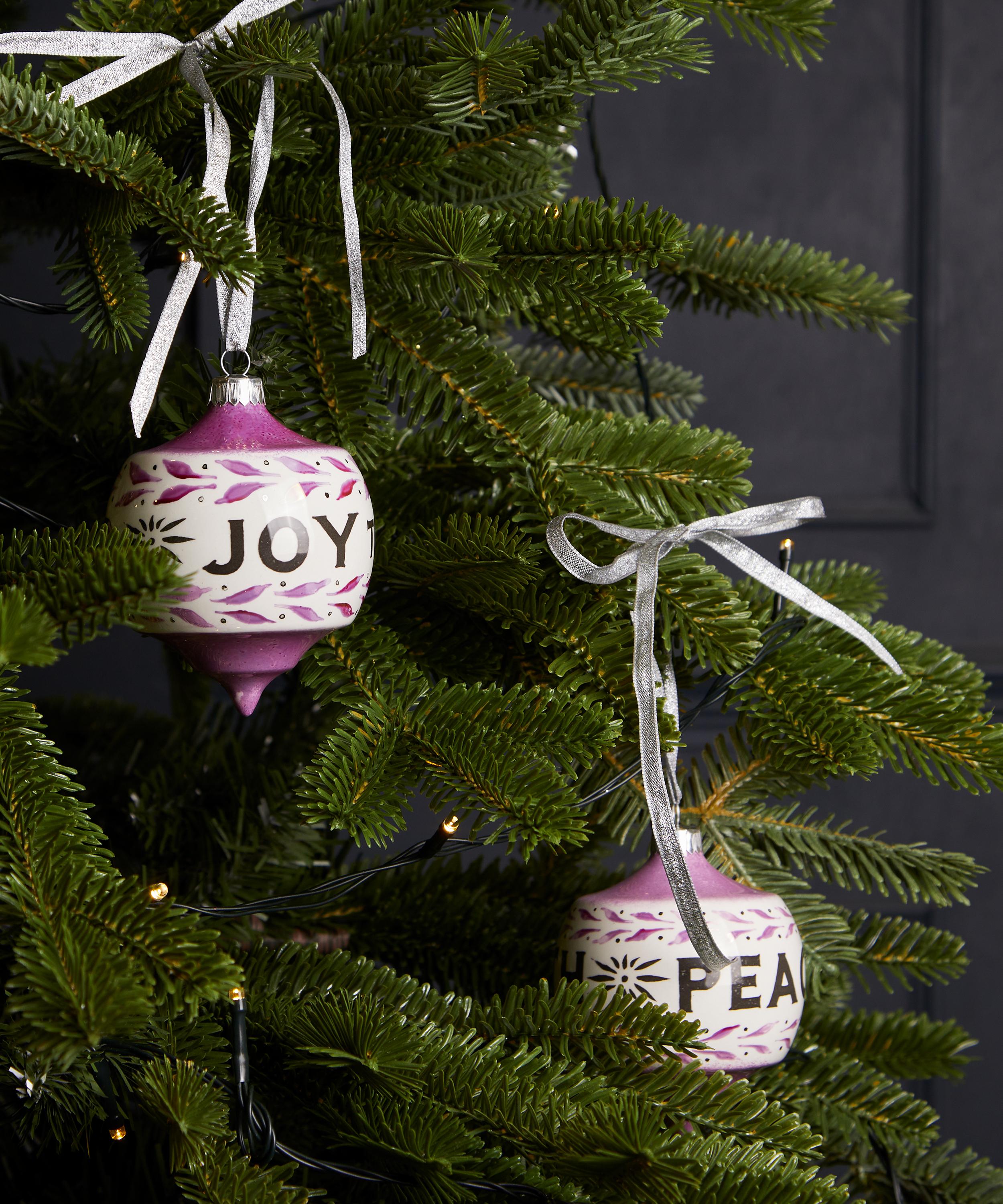 Christmas - Joy to the World Pink Ceramic Ornament image number 1
