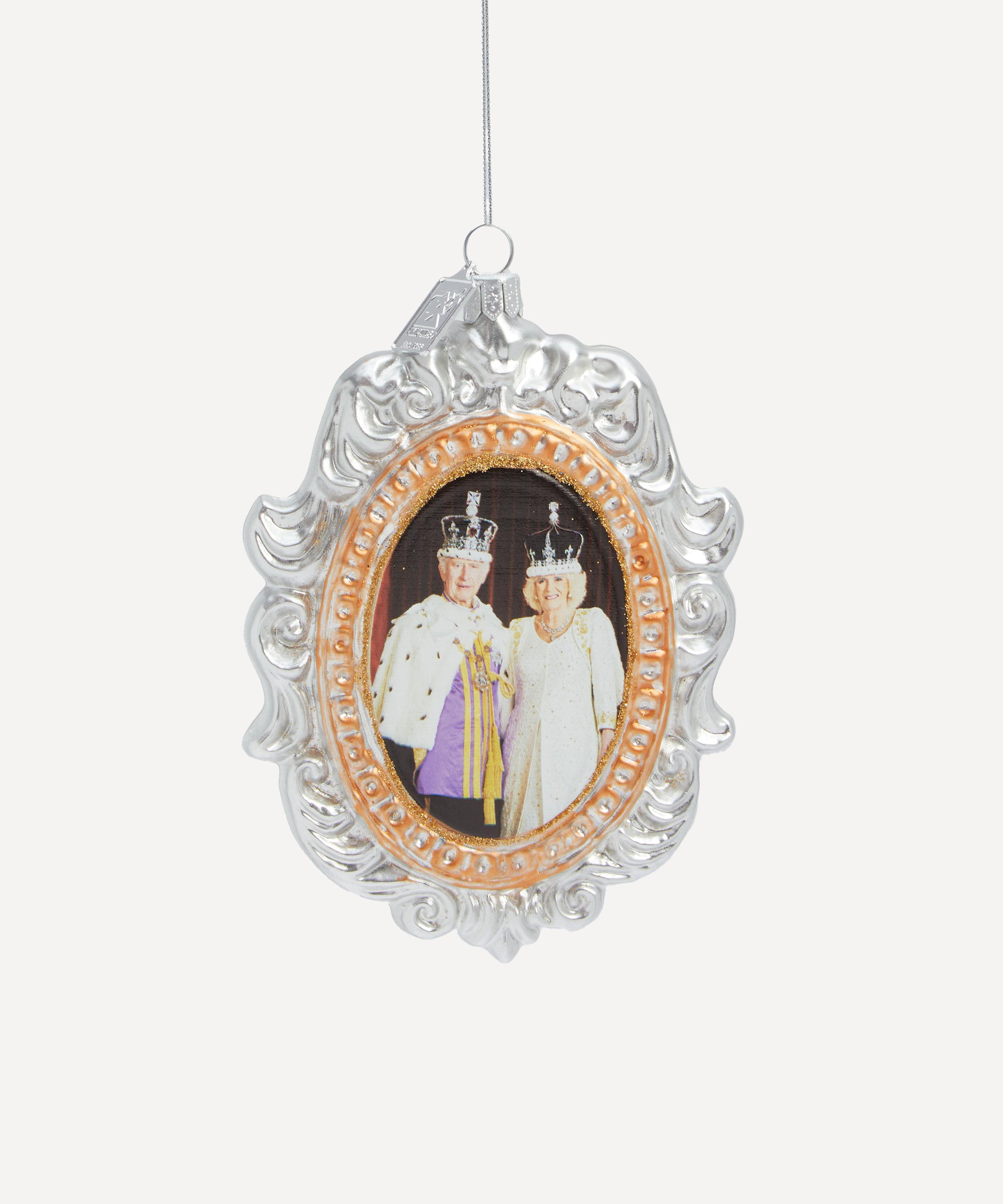 Christmas - King Charles III and Queen Camilla Glass Ornament.