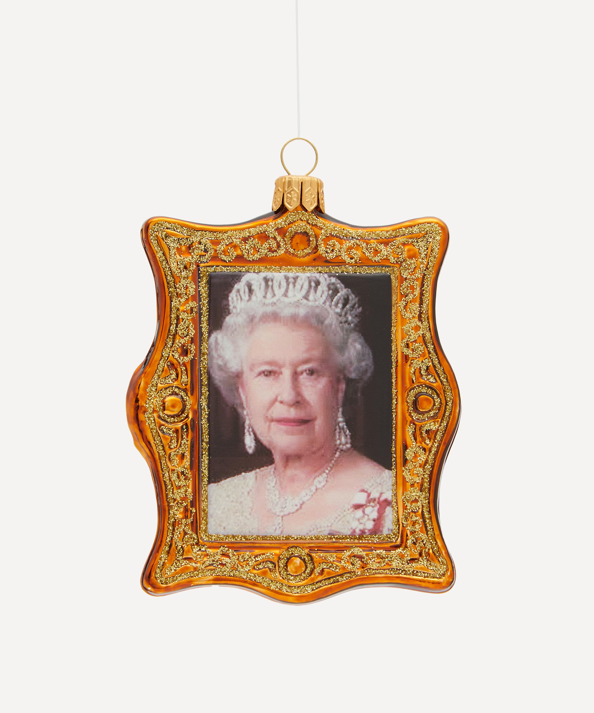 Christmas - Portrait of Queen Elizabeth II Glass Ornament image number 0