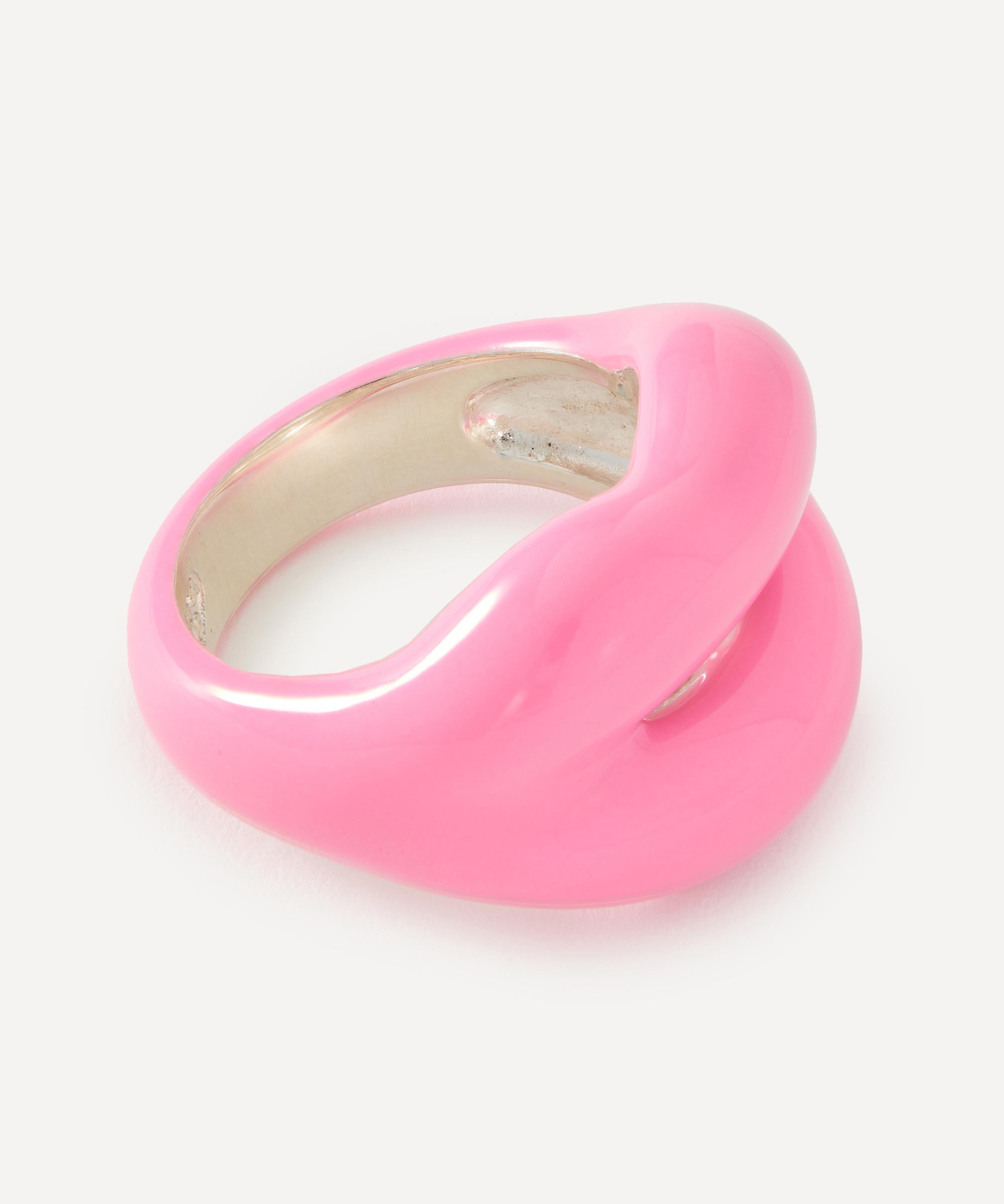 Solange Azagury-Partridge - Sterling Silver Peppy Pink Love Heart Hotlips Ring image number 1