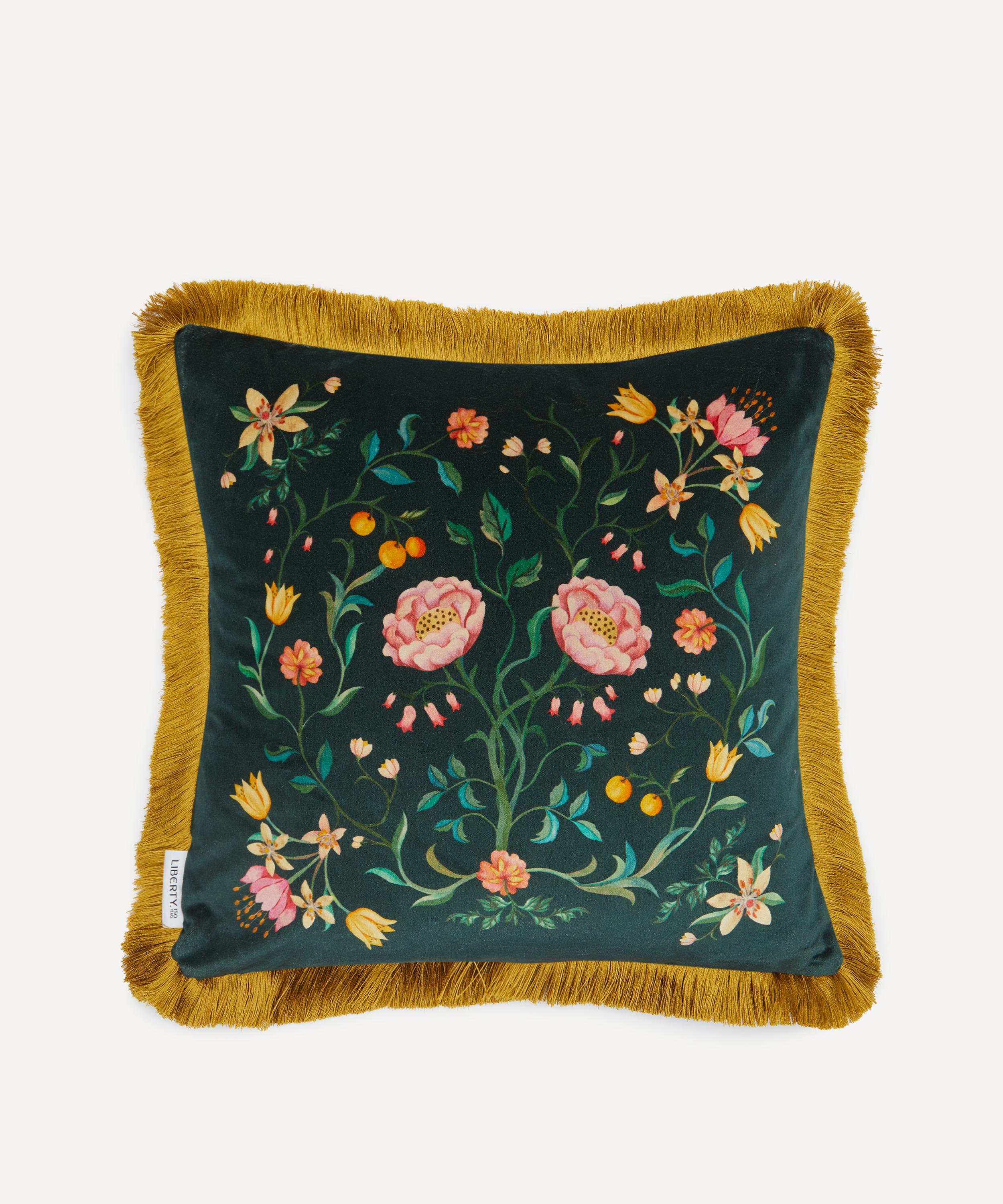 Liberty - Rose Branch Velvet Fringed Cushion