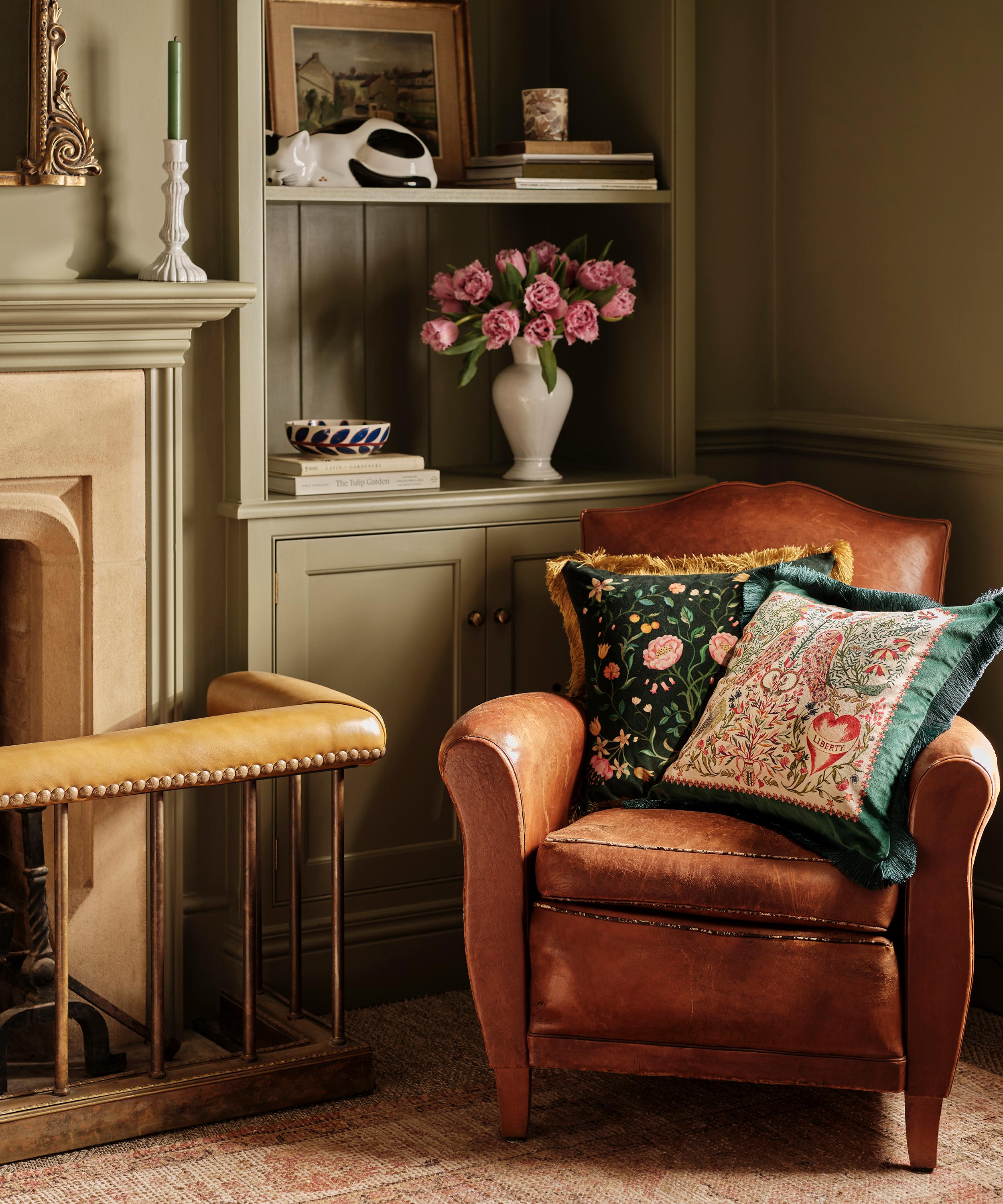 Liberty - Rose Branch Velvet Fringed Cushion image number 1