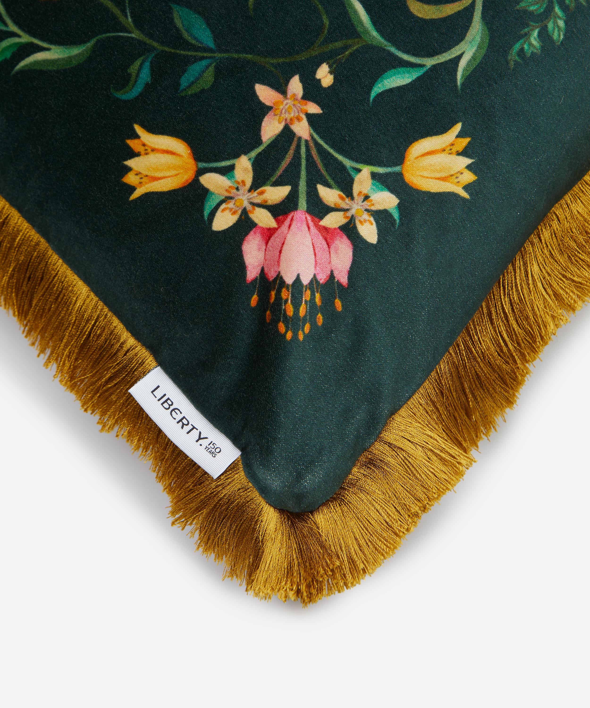 Liberty - Rose Branch Velvet Fringed Cushion image number 2