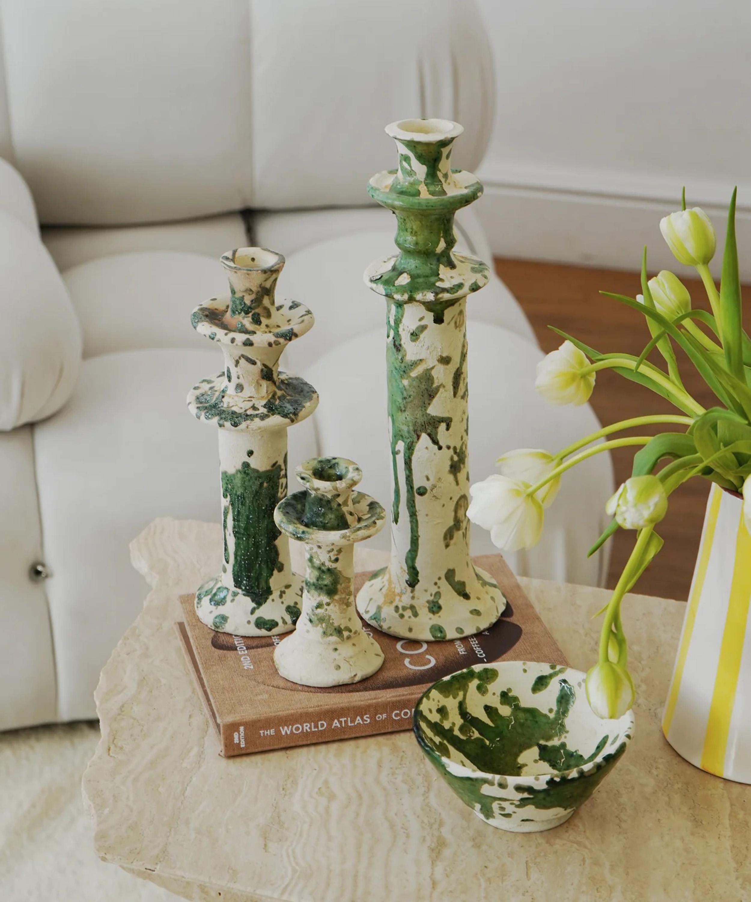 Moroccan White - Splatter Tamegroute Medium Candleholder image number 2