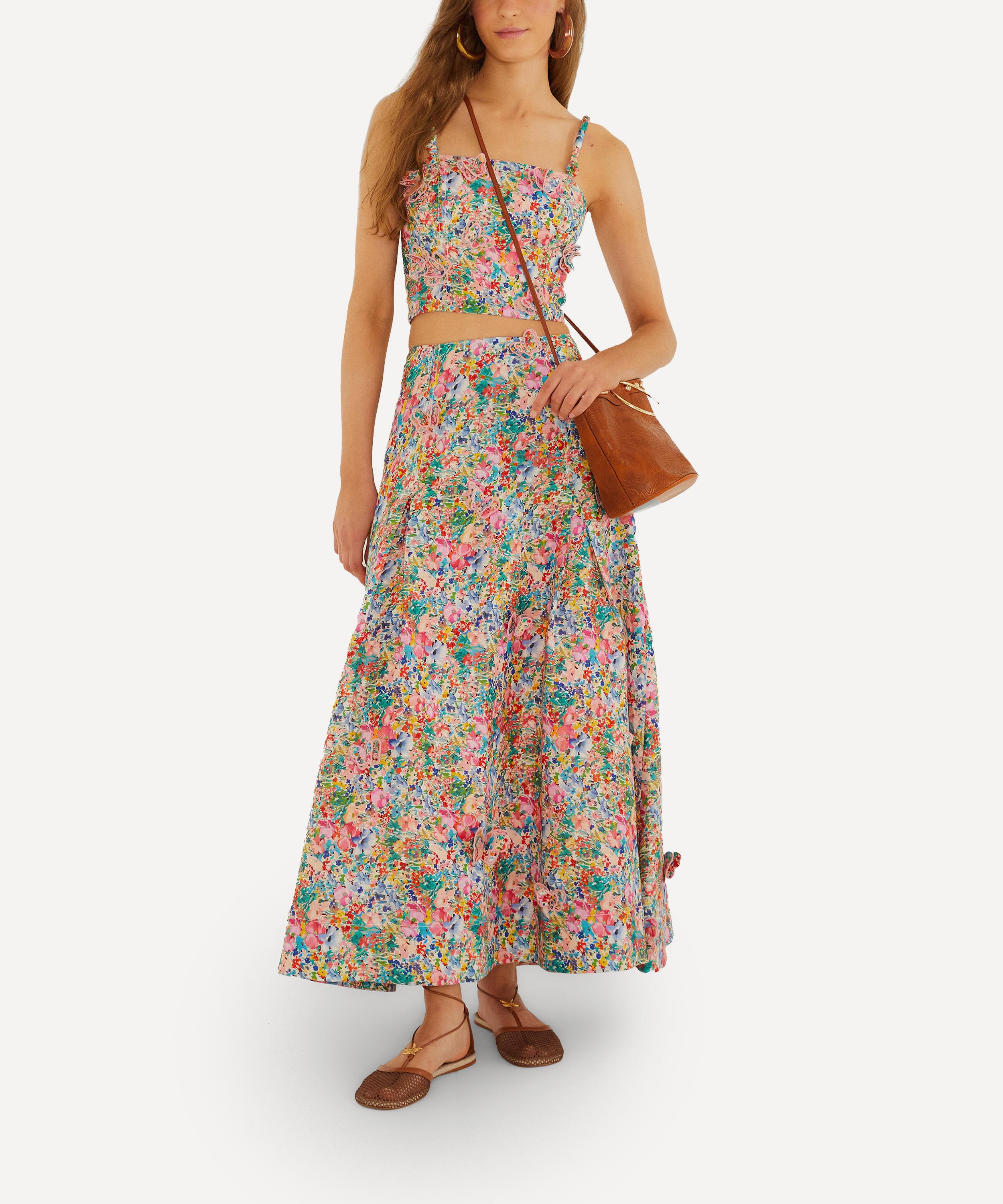 FARM Rio - Peasant Floral Off-White Butterflies Maxi Skirt image number 1