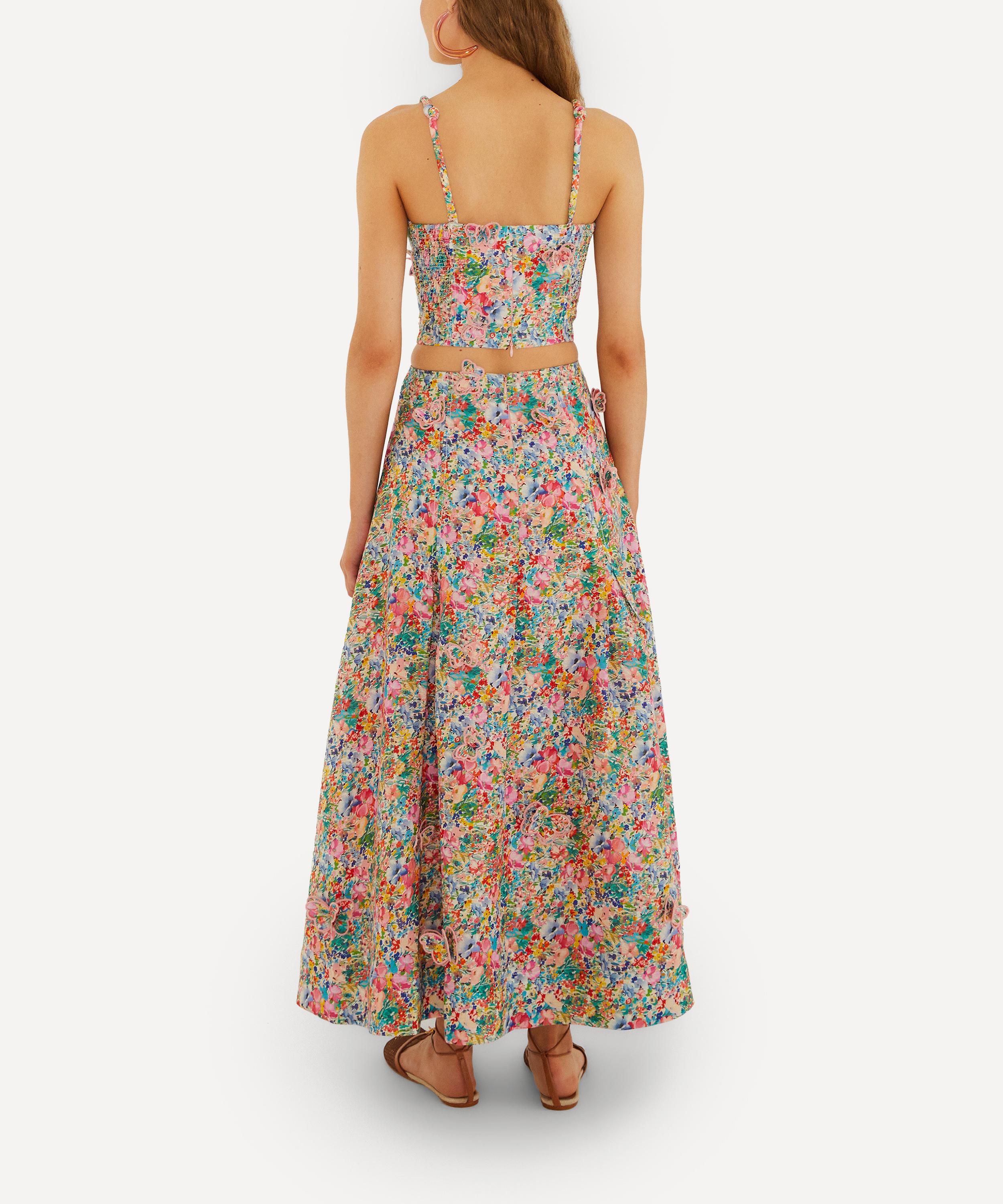 FARM Rio - Peasant Floral Off-White Butterflies Maxi Skirt image number 2