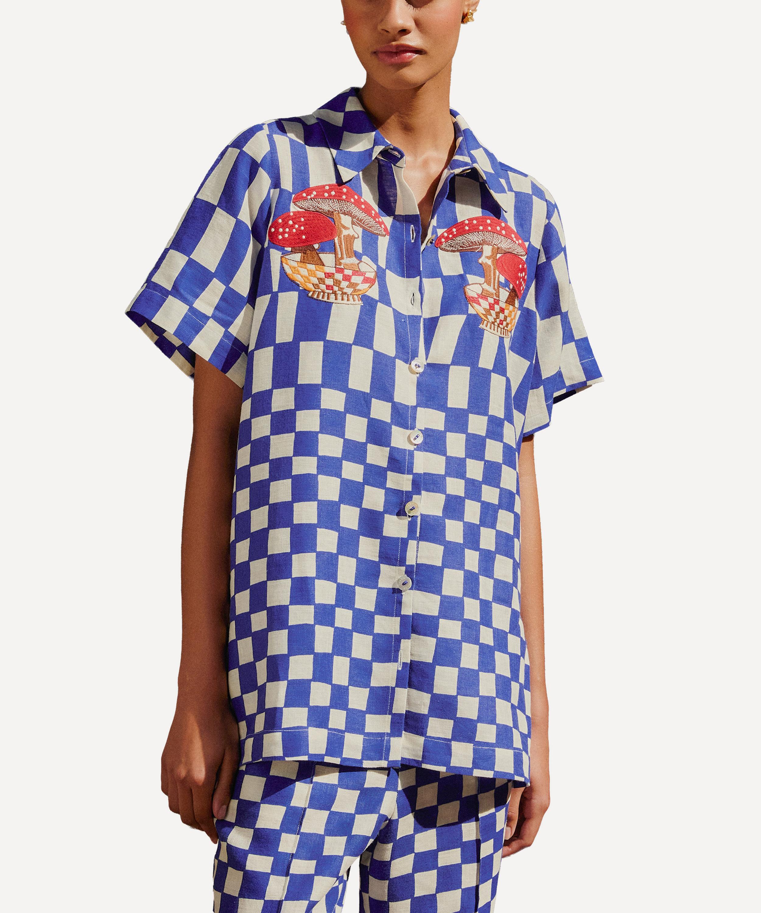 FARM Rio - Dream Checkered Blue Short-Sleeve Shirt