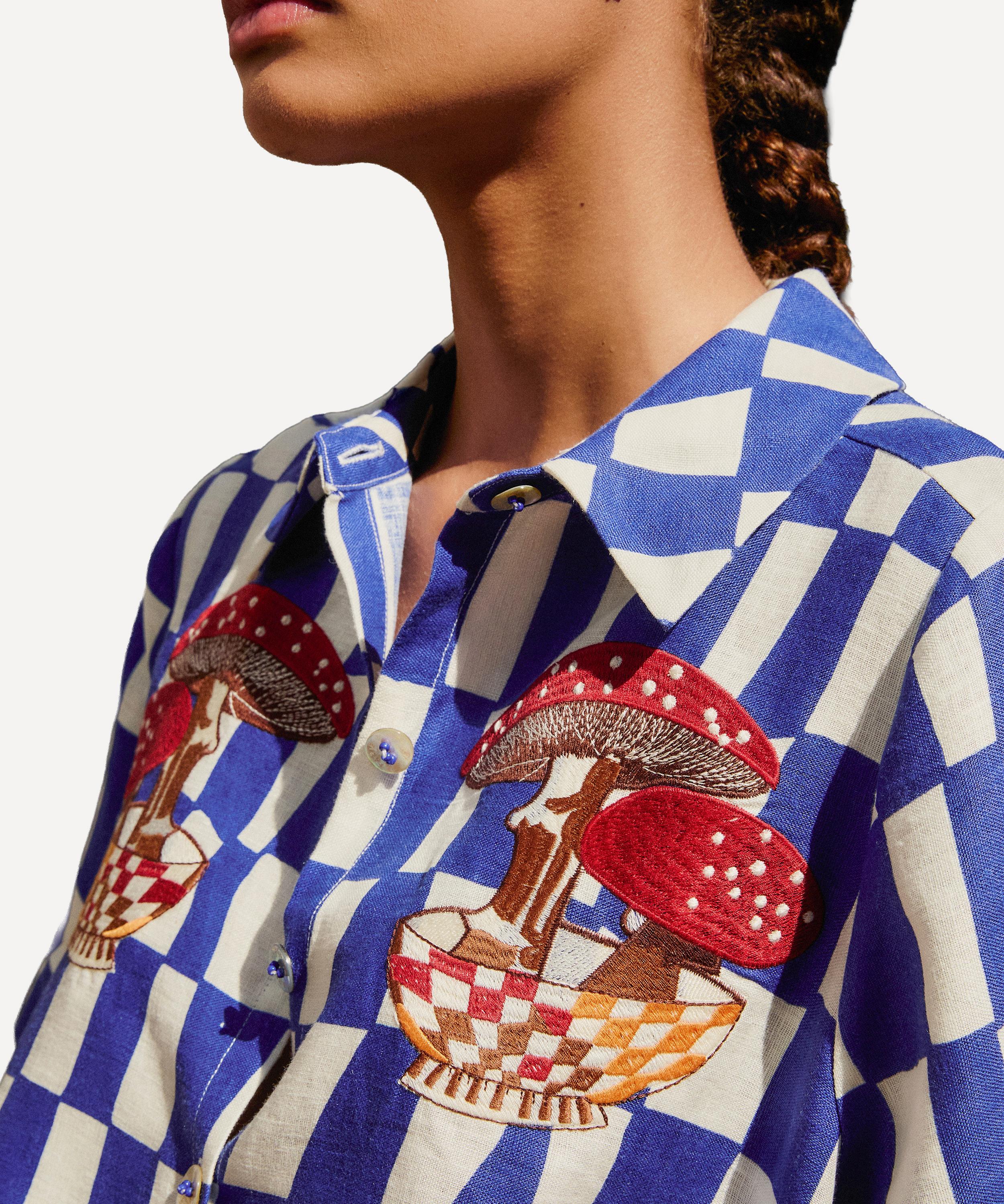 FARM Rio - Dream Checkered Blue Short-Sleeve Shirt image number 1