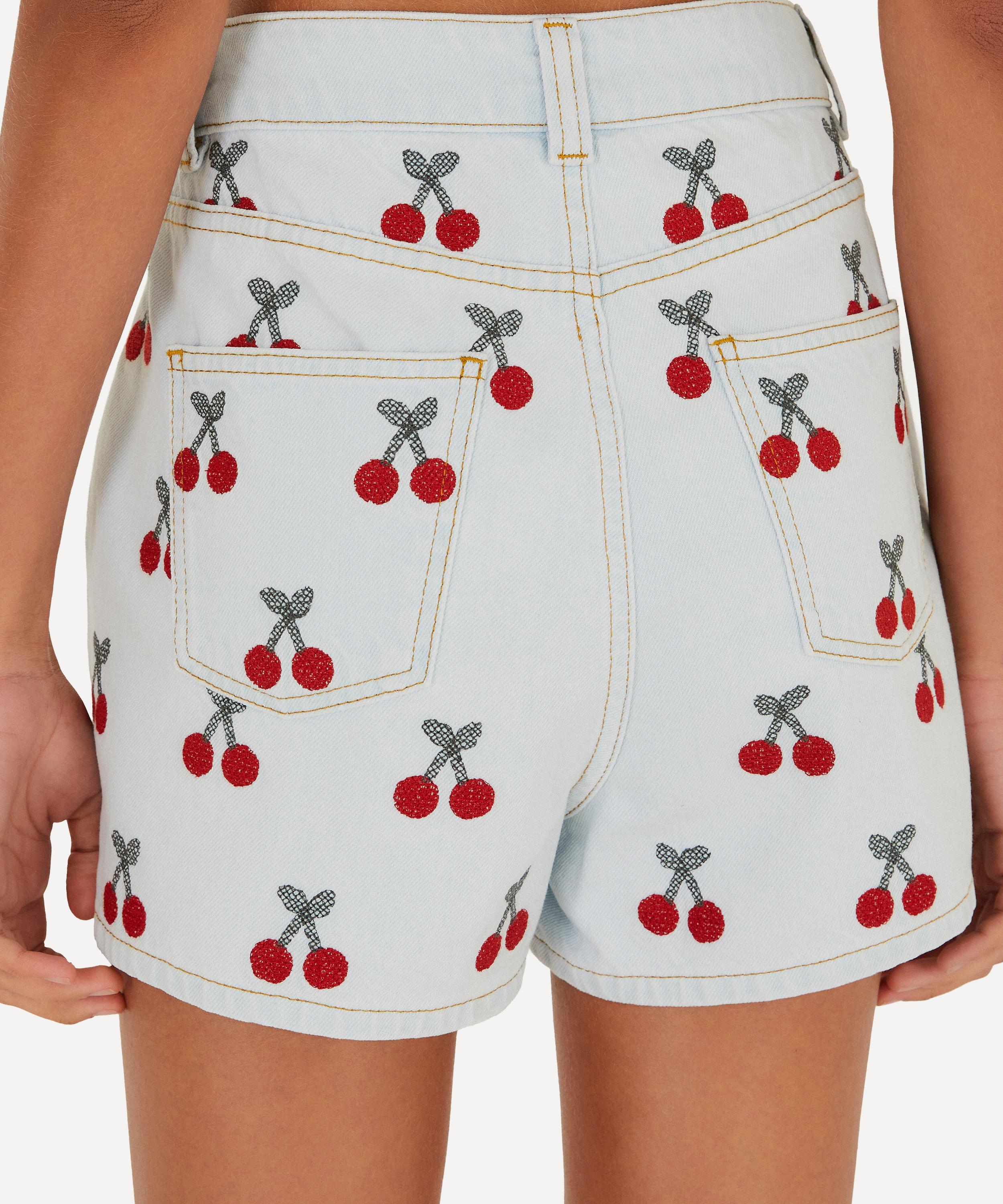 FARM Rio - Embroidered Cherry Denim Shorts image number 1