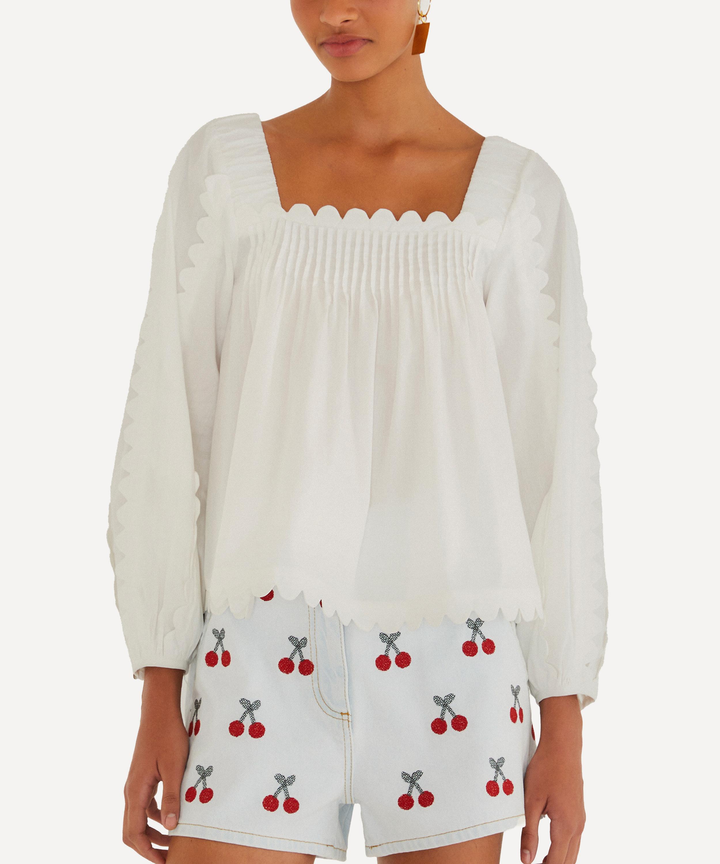 FARM Rio - Embroidered Cherry Denim Shorts image number 2