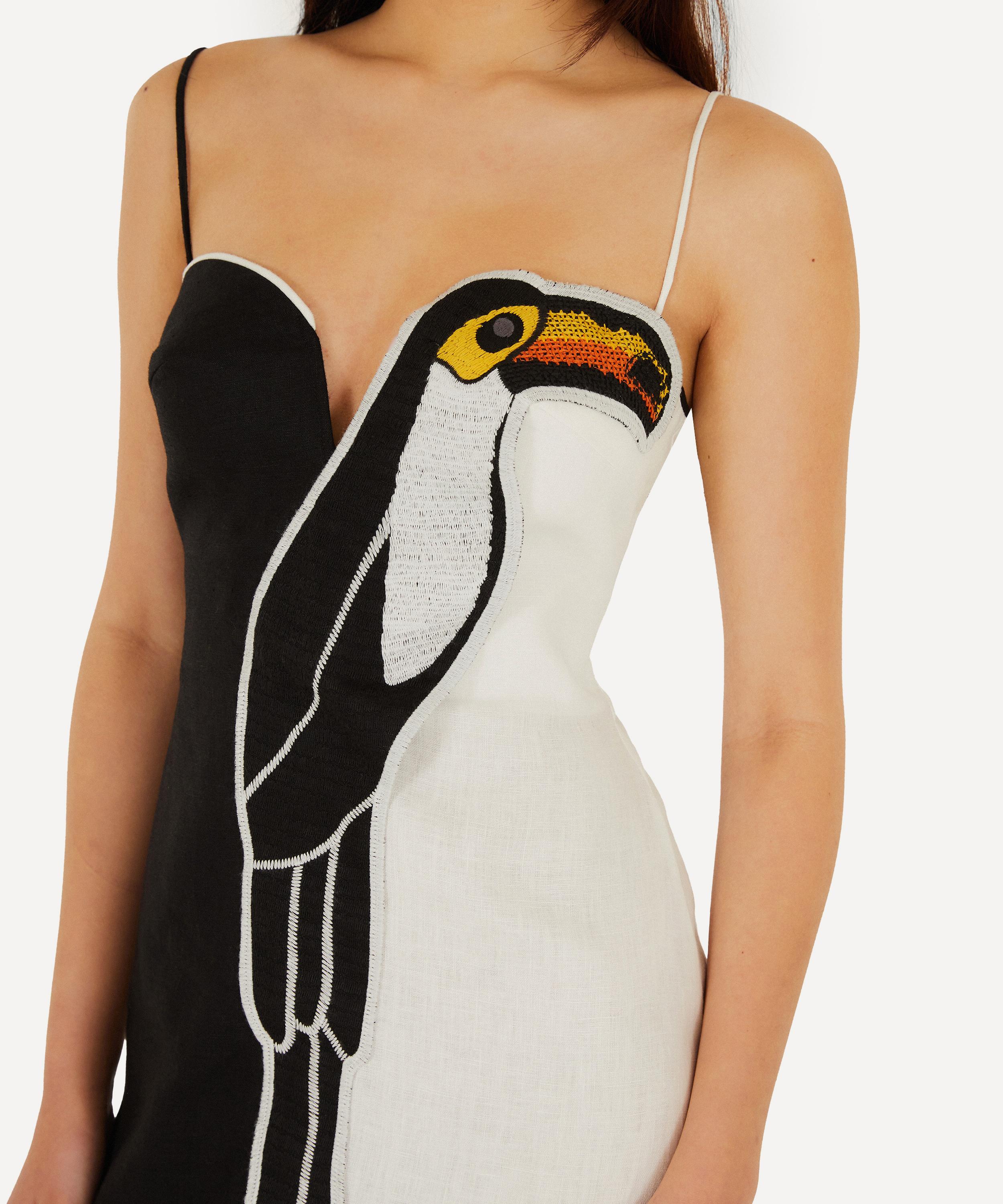 FARM Rio - Black and White Embroidered Toucan Maxi Dress image number 1